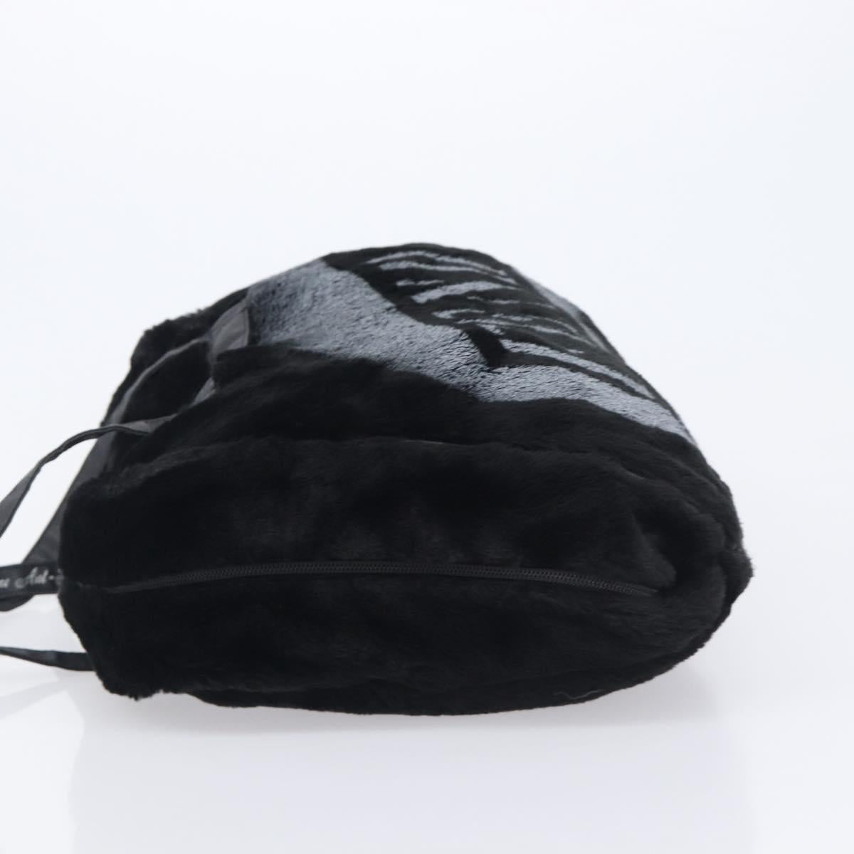 FENDI Tote Bag Acrylic Fur Black Auth 212040