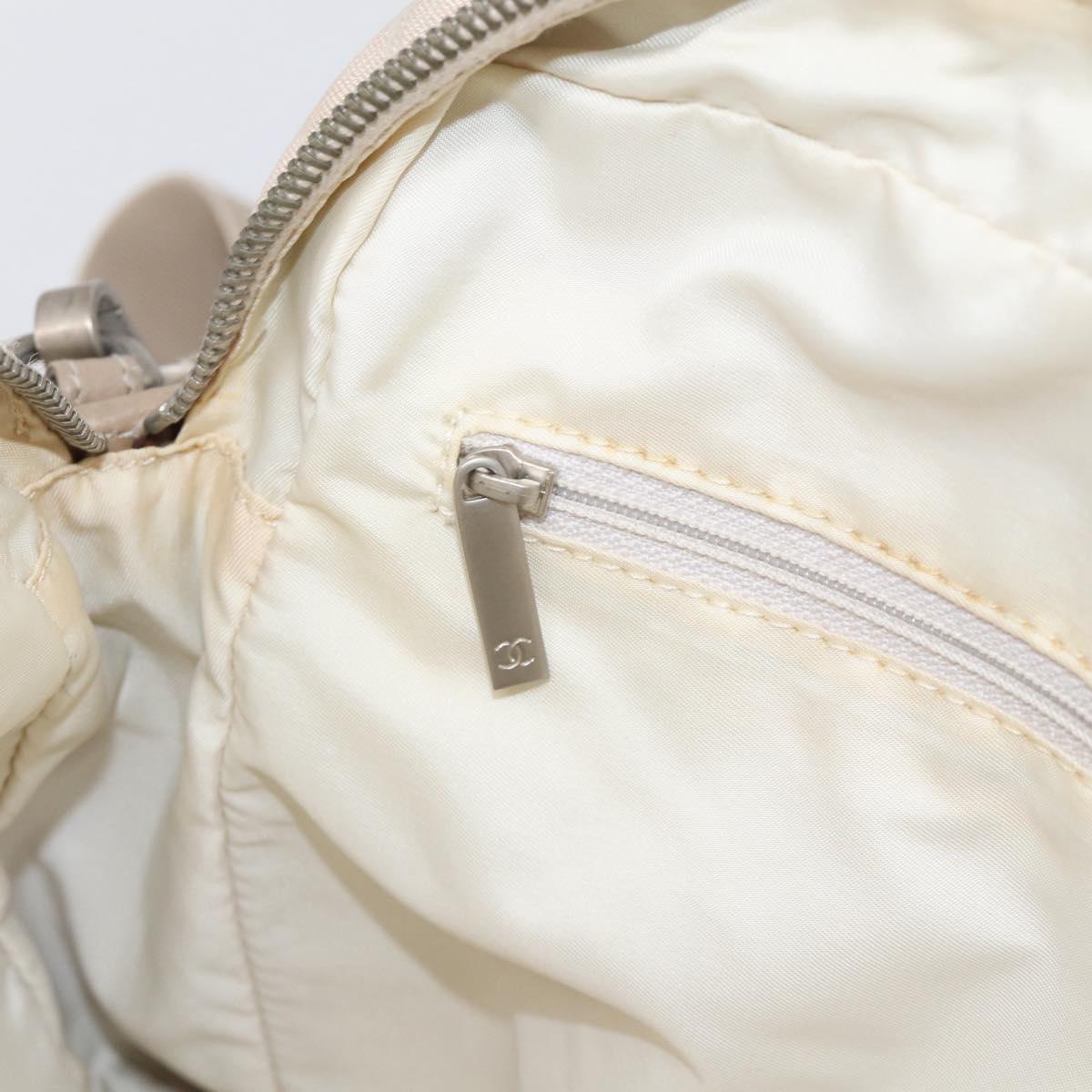CHANEL New Travel Line Hand Bag Canvas 2way Beige Silver CC Auth 212044A