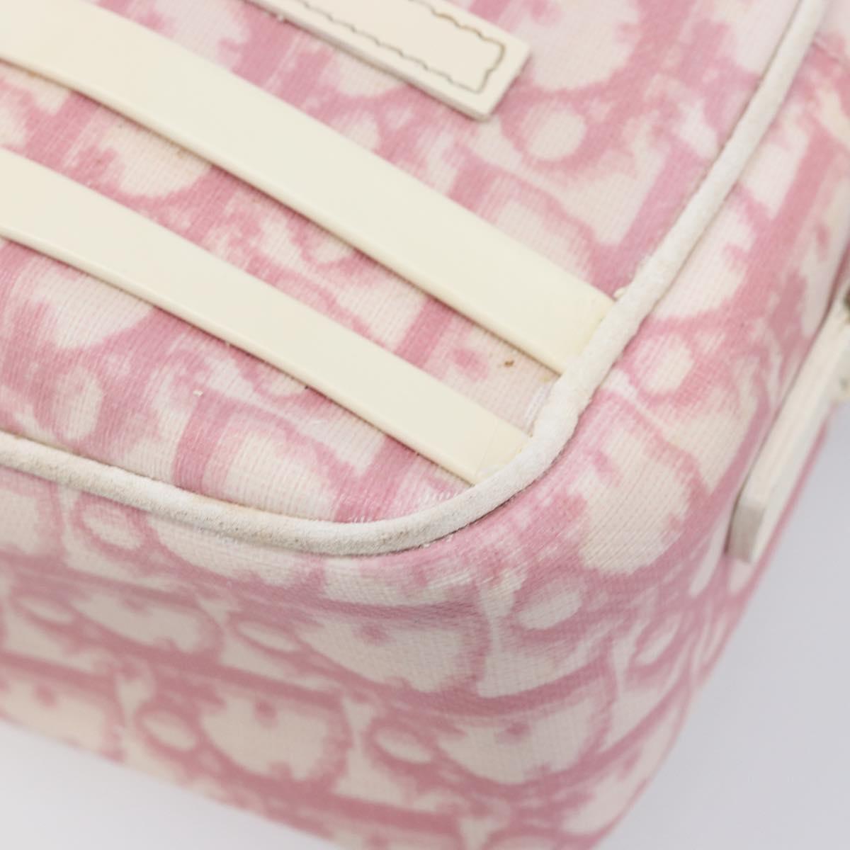 Christian Dior Trotter Canvas Shoulder Bag PVC Pink Silver Auth 212047
