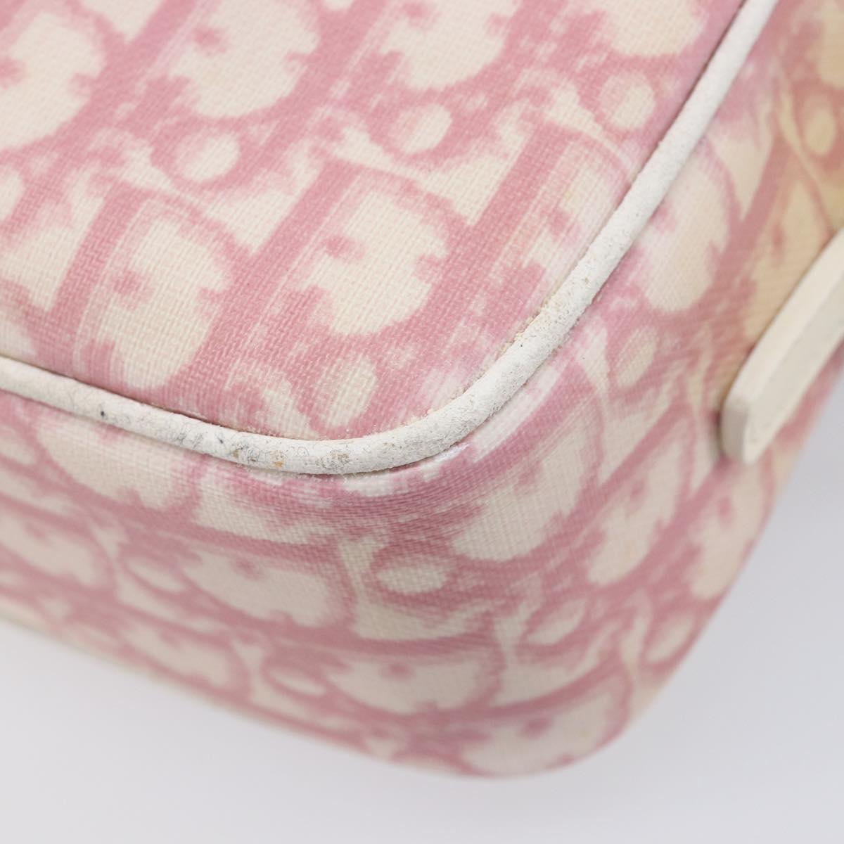 Christian Dior Trotter Canvas Shoulder Bag PVC Pink Silver Auth 212047