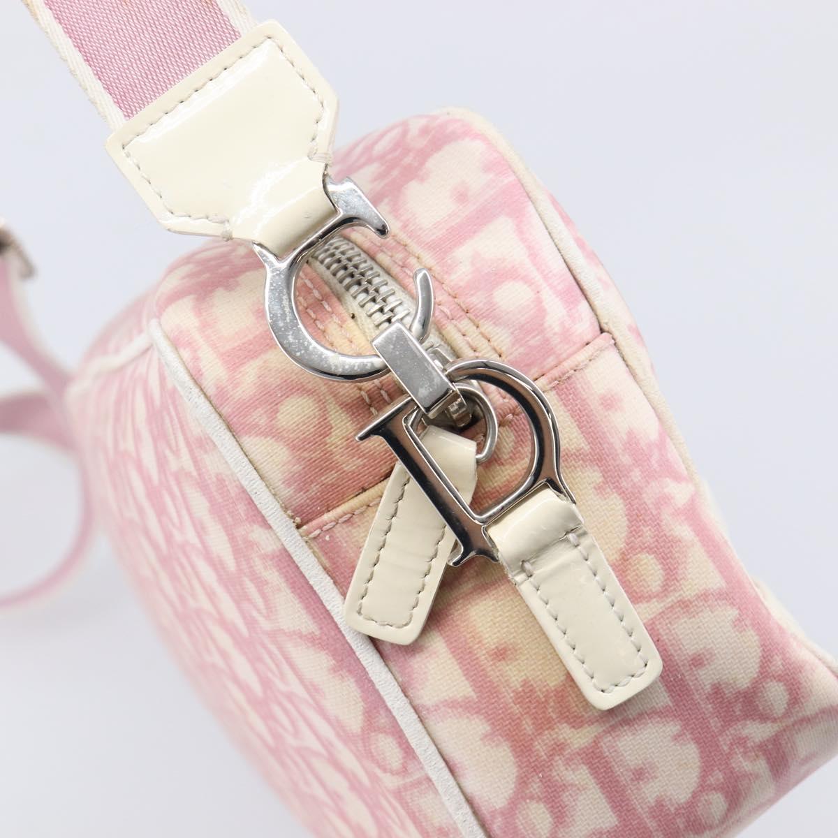 Christian Dior Trotter Canvas Shoulder Bag PVC Pink Silver Auth 212047