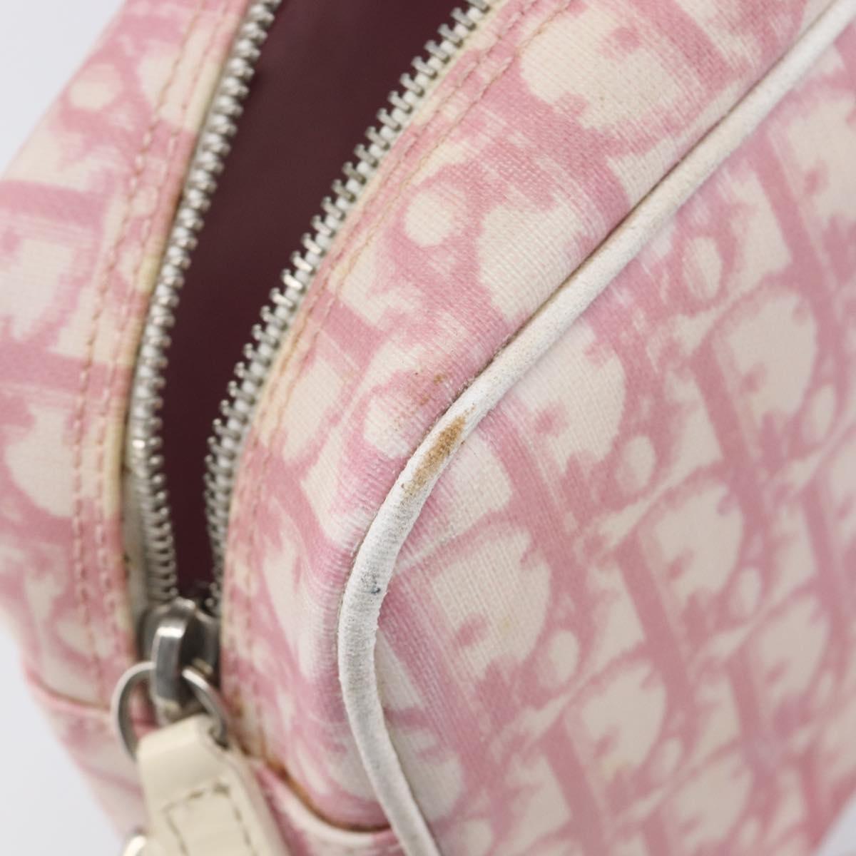 Christian Dior Trotter Canvas Shoulder Bag PVC Pink Silver Auth 212047