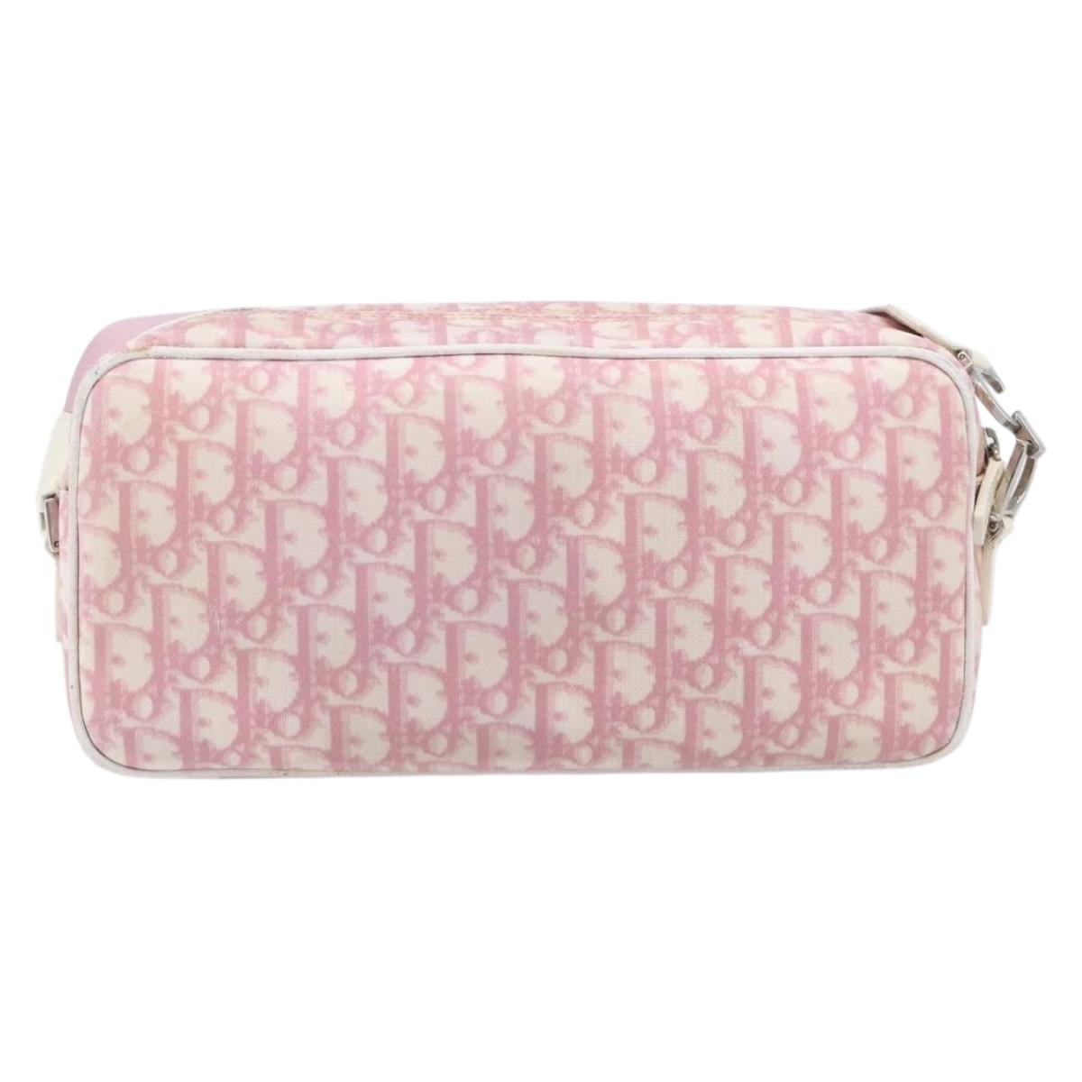 Christian Dior Trotter Canvas Shoulder Bag PVC Pink Silver Auth 212047