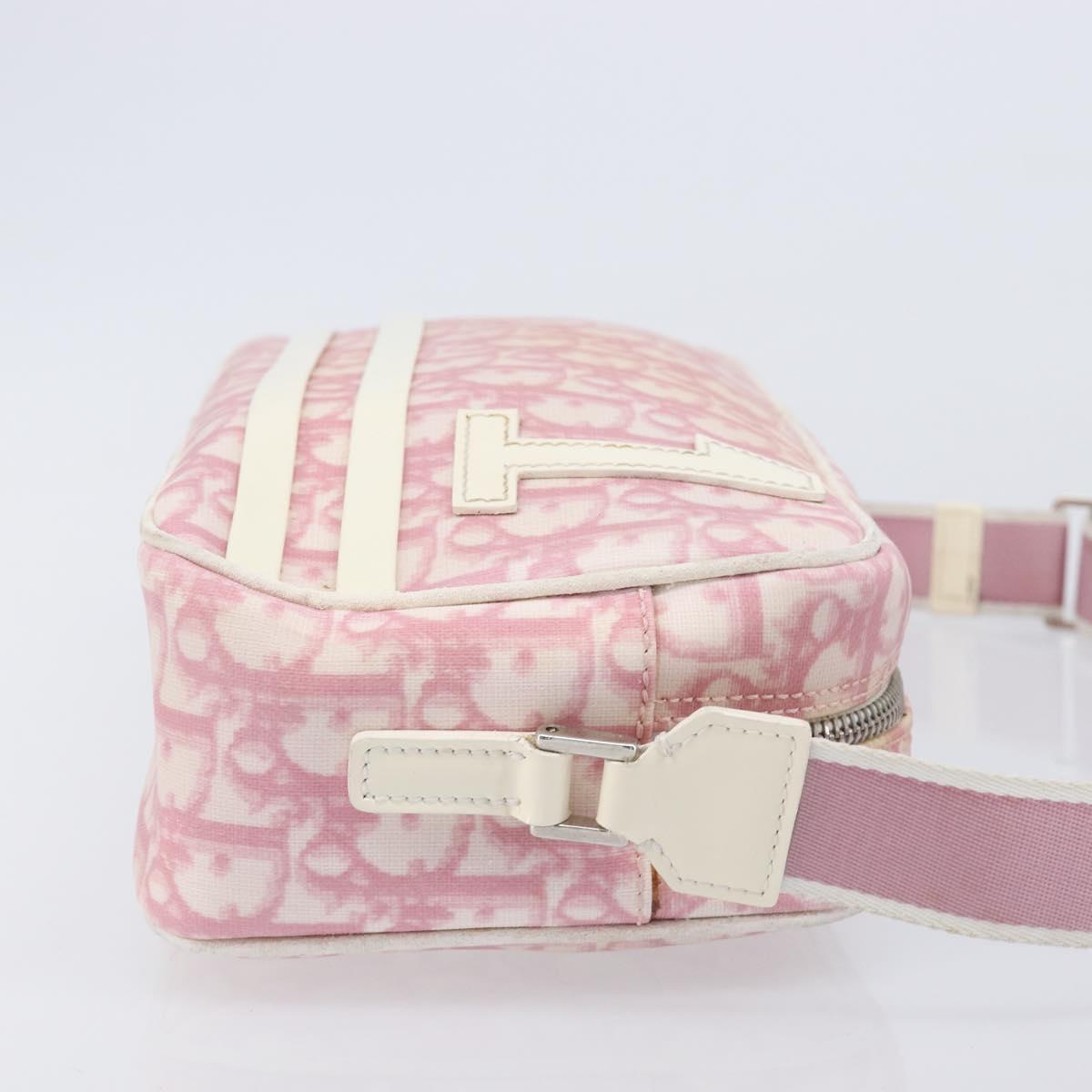 Christian Dior Trotter Canvas Shoulder Bag PVC Pink Silver Auth 212047