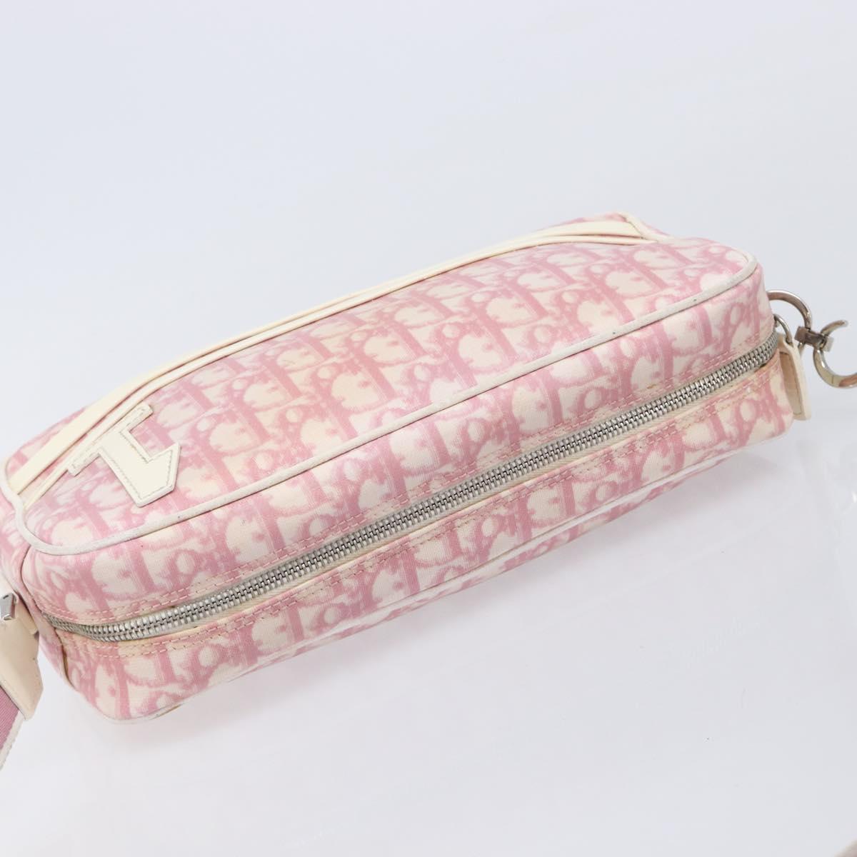 Christian Dior Trotter Canvas Shoulder Bag PVC Pink Silver Auth 212047