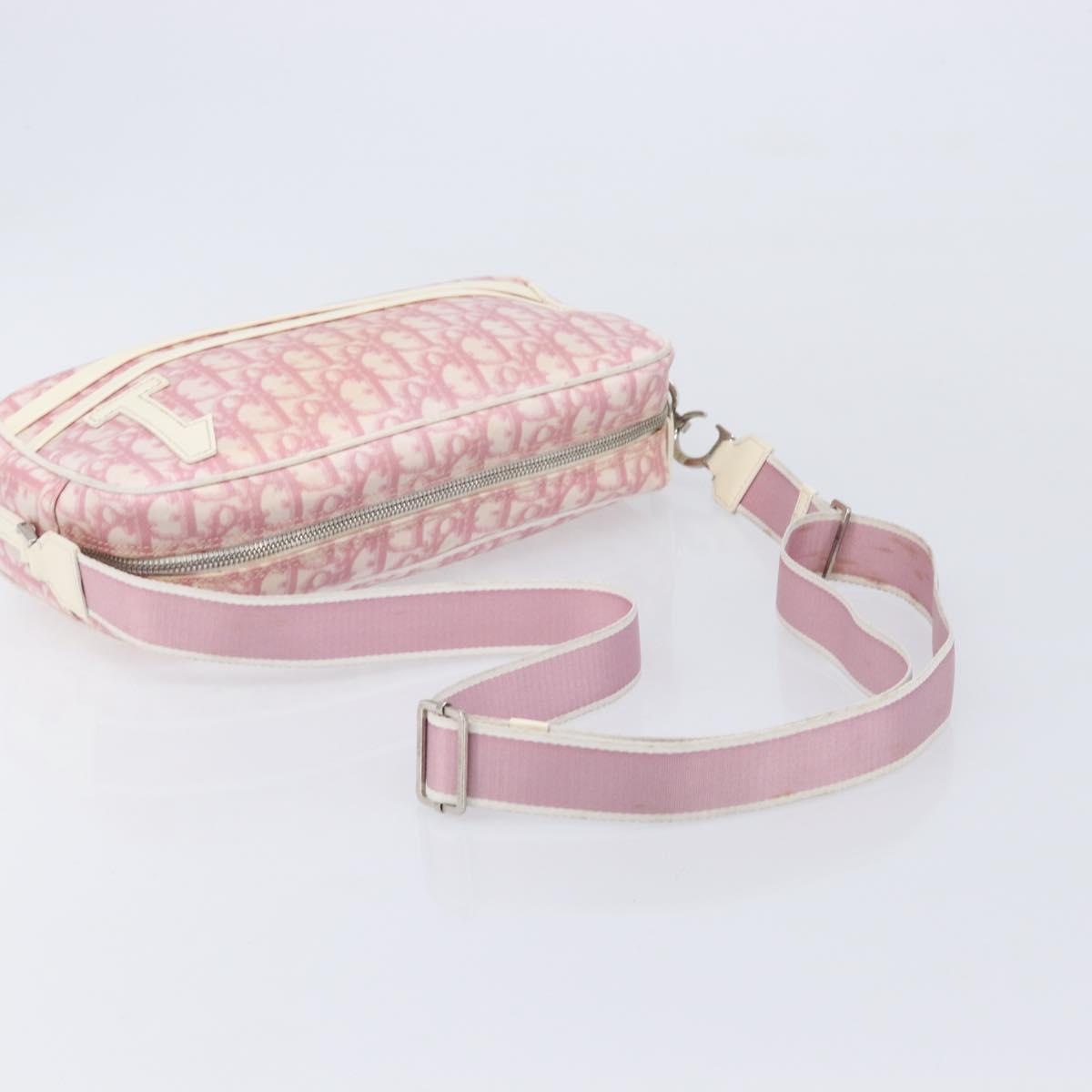 Christian Dior Trotter Canvas Shoulder Bag PVC Pink Silver Auth 212047