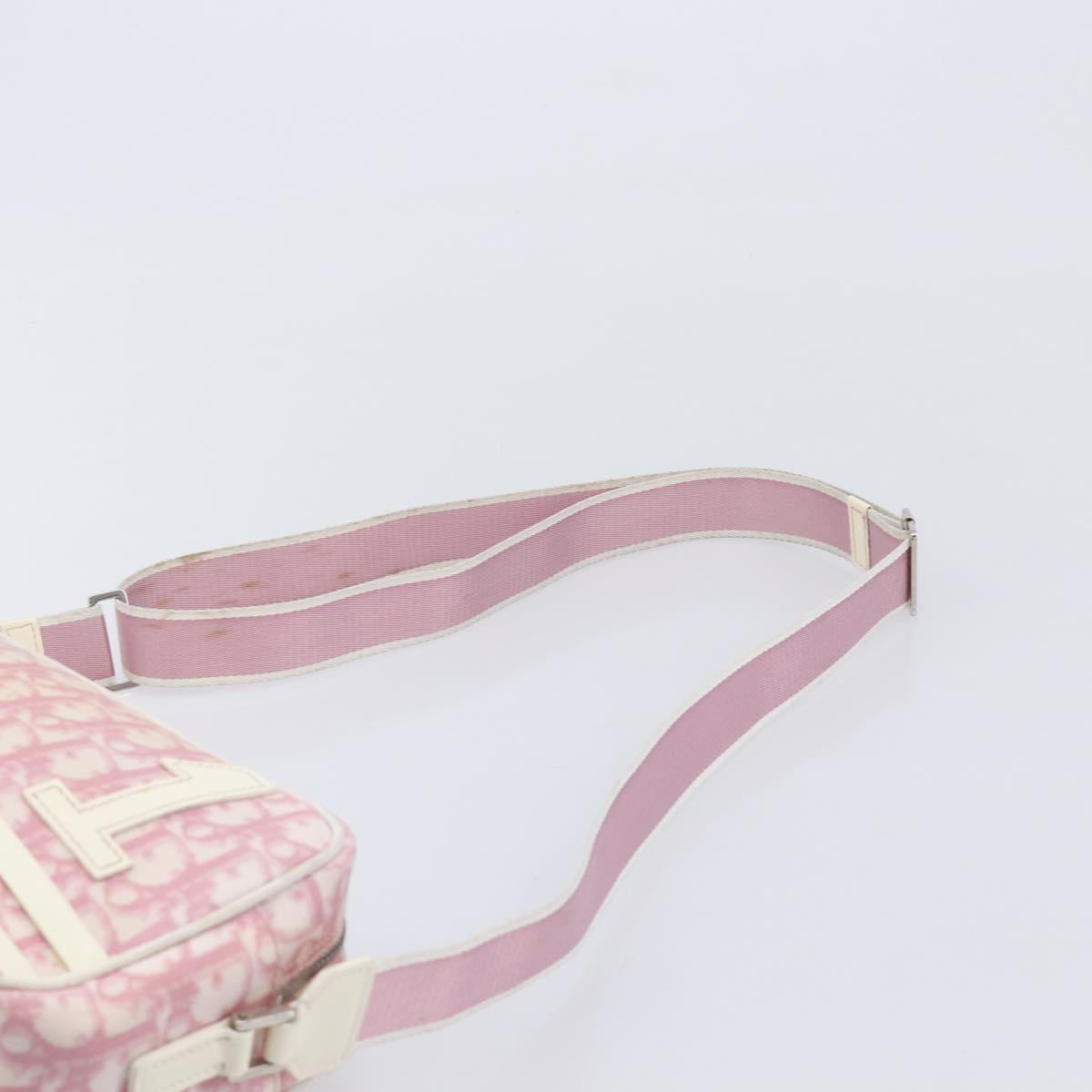 Christian Dior Trotter Canvas Shoulder Bag PVC Pink Silver Auth 212047
