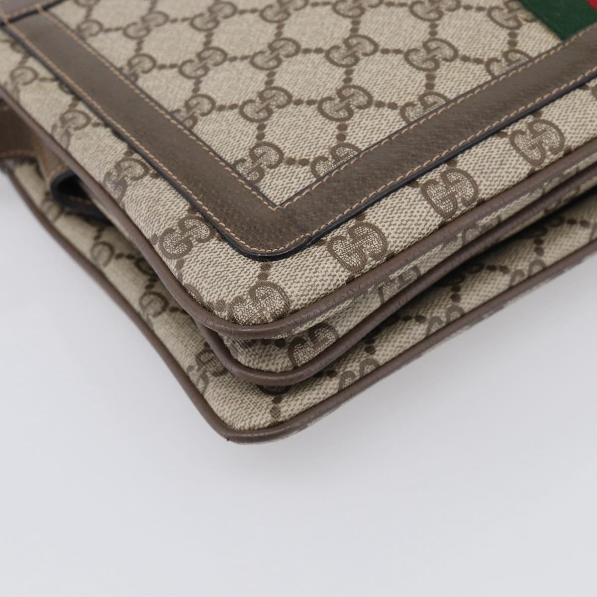 GUCCI GG Supreme Web Sherry Line Bag PVC Beige Gold 14 02 013 Auth 212048