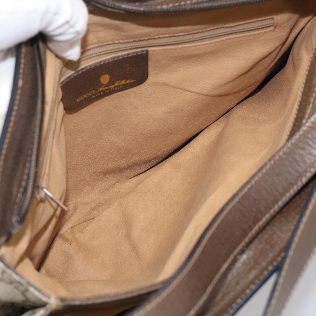 GUCCI GG Supreme Web Sherry Line Bag PVC Beige Gold 14 02 013 Auth 212048