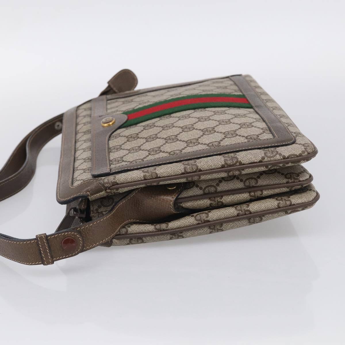 GUCCI GG Supreme Web Sherry Line Bag PVC Beige Gold 14 02 013 Auth 212048