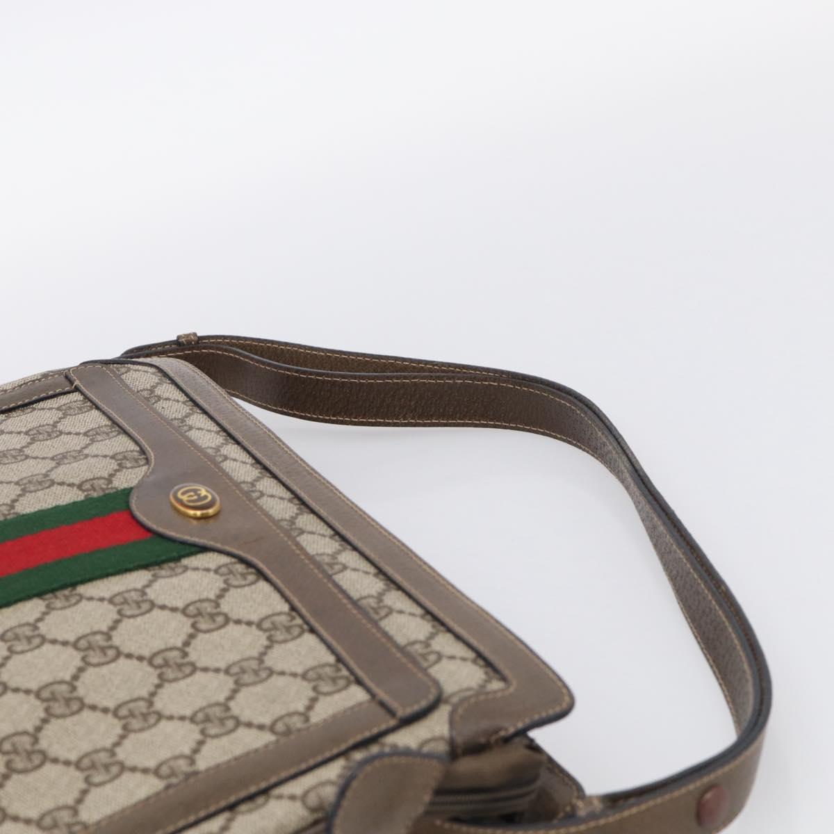 GUCCI GG Supreme Web Sherry Line Bag PVC Beige Gold 14 02 013 Auth 212048