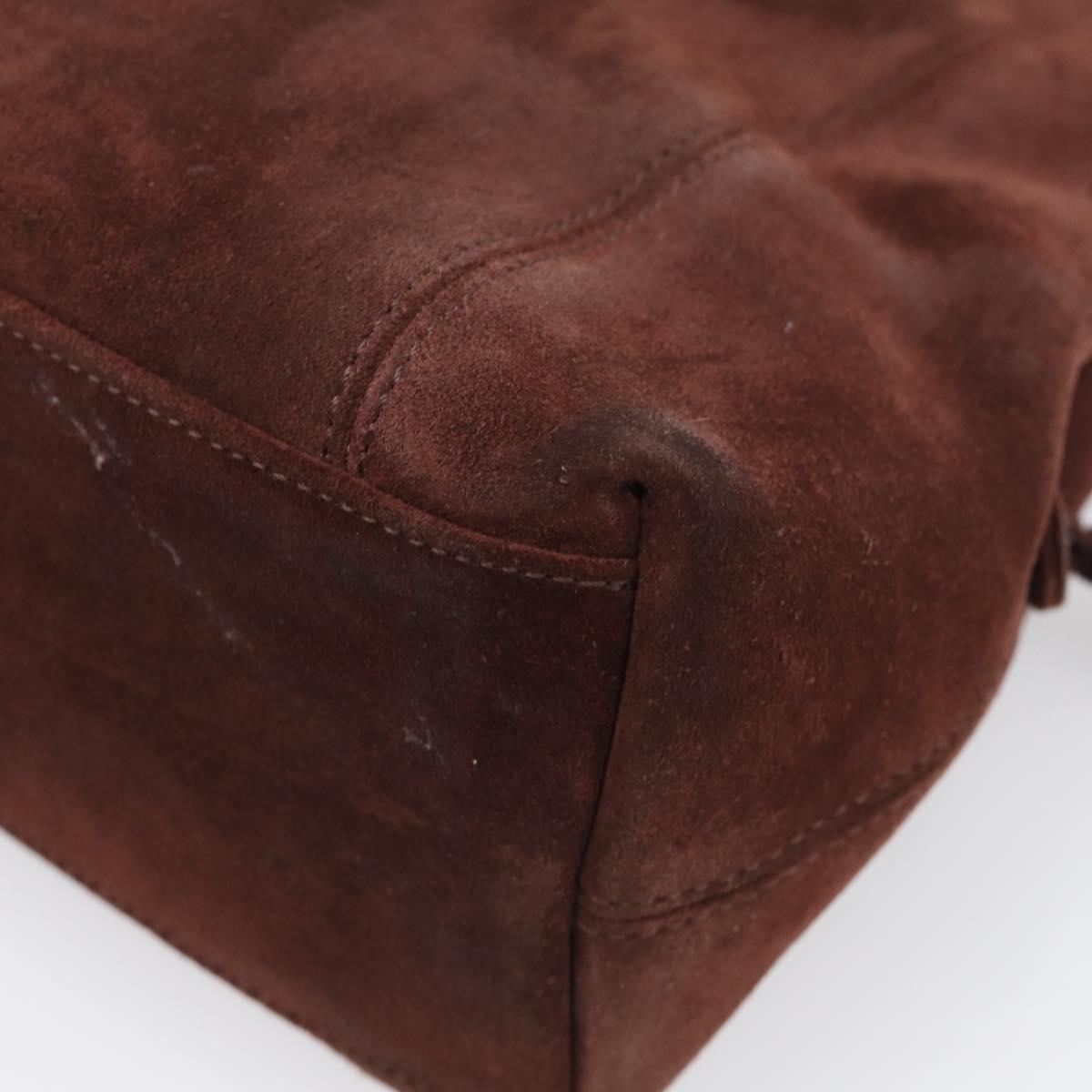 CHANEL Tote Bag Suede Brown CC Auth 212050A
