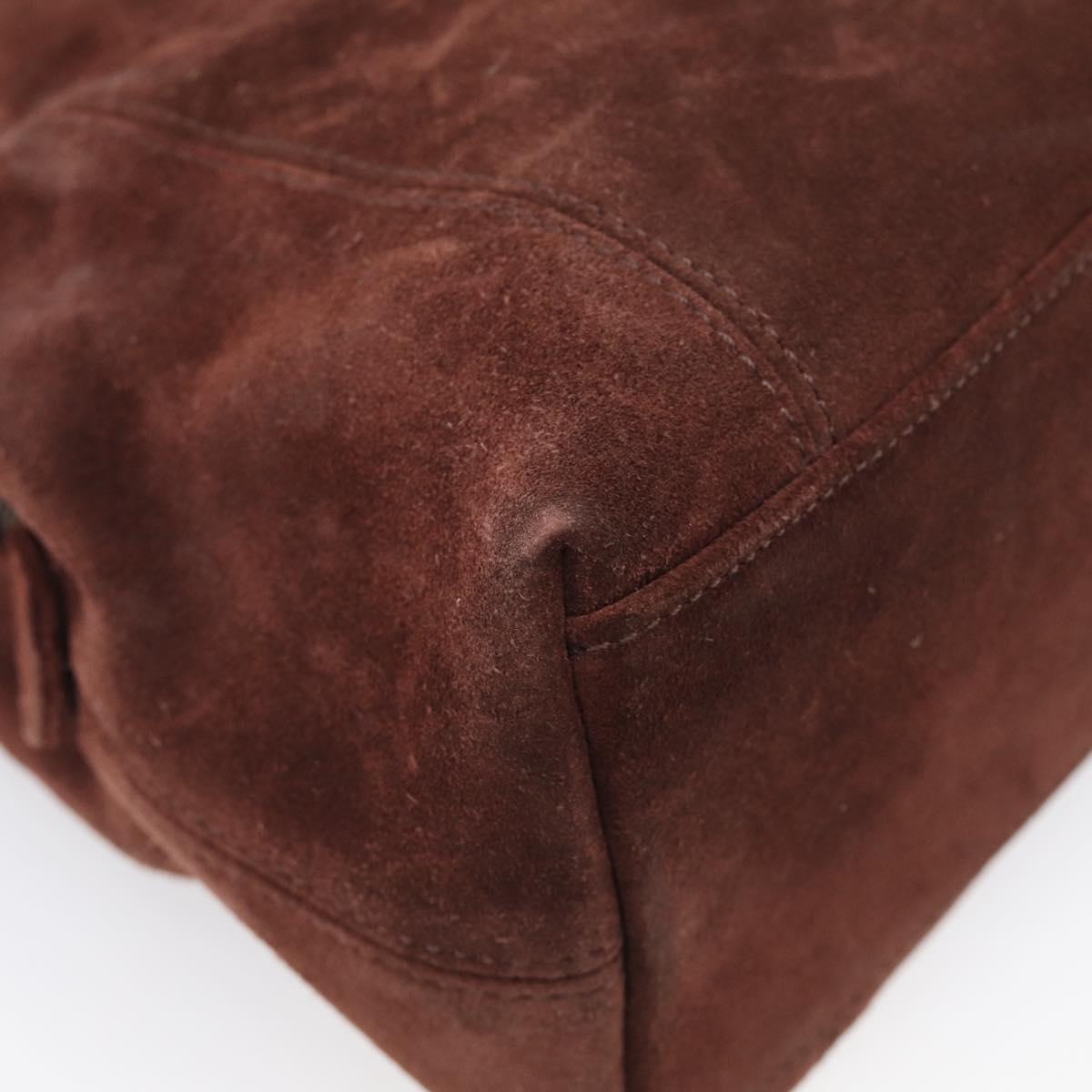 CHANEL Tote Bag Suede Brown CC Auth 212050A