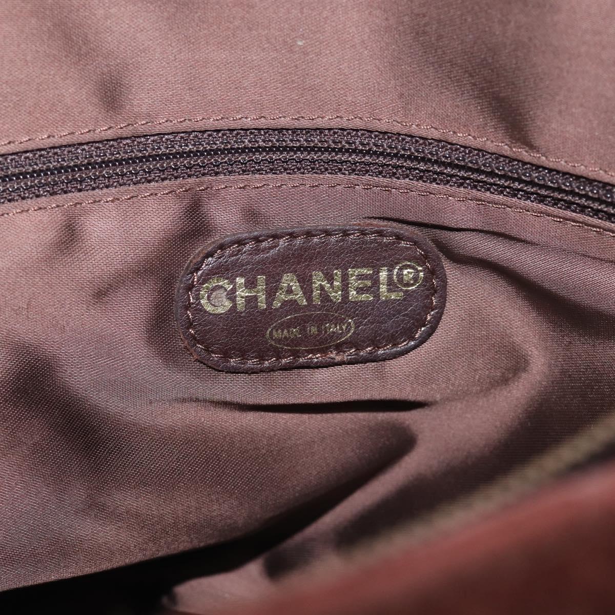 CHANEL Tote Bag Suede Brown CC Auth 212050A