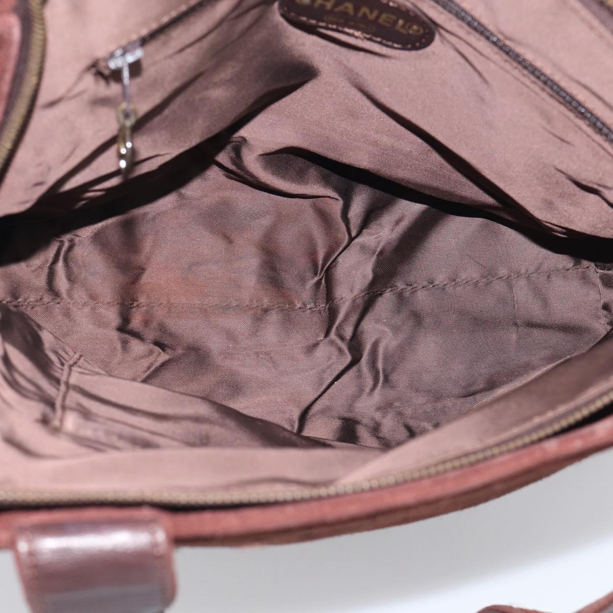 CHANEL Tote Bag Suede Brown CC Auth 212050A