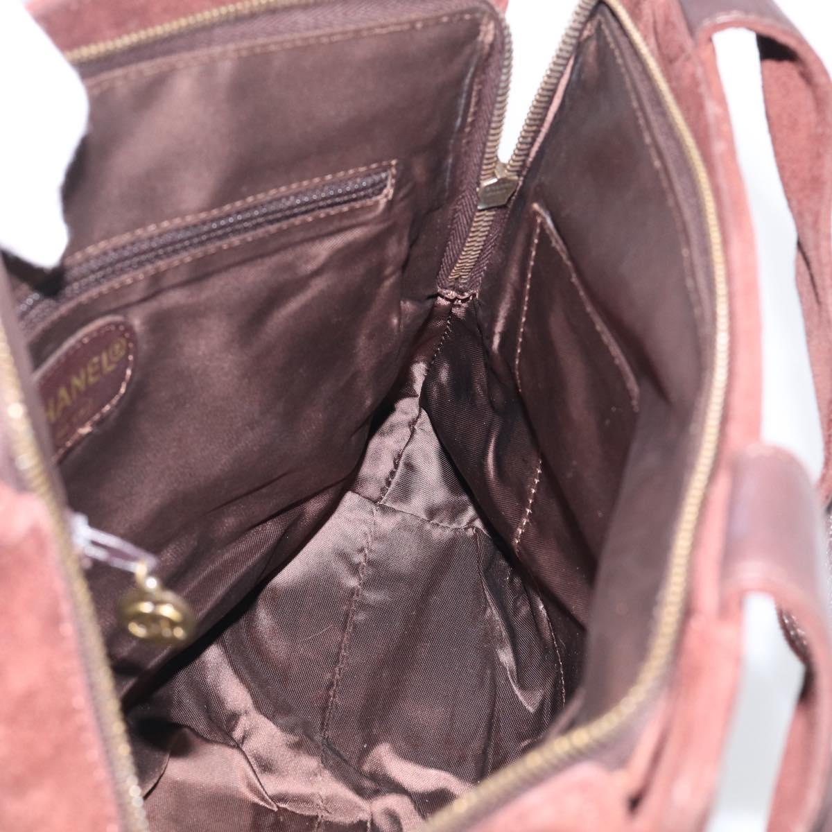 CHANEL Tote Bag Suede Brown CC Auth 212050A