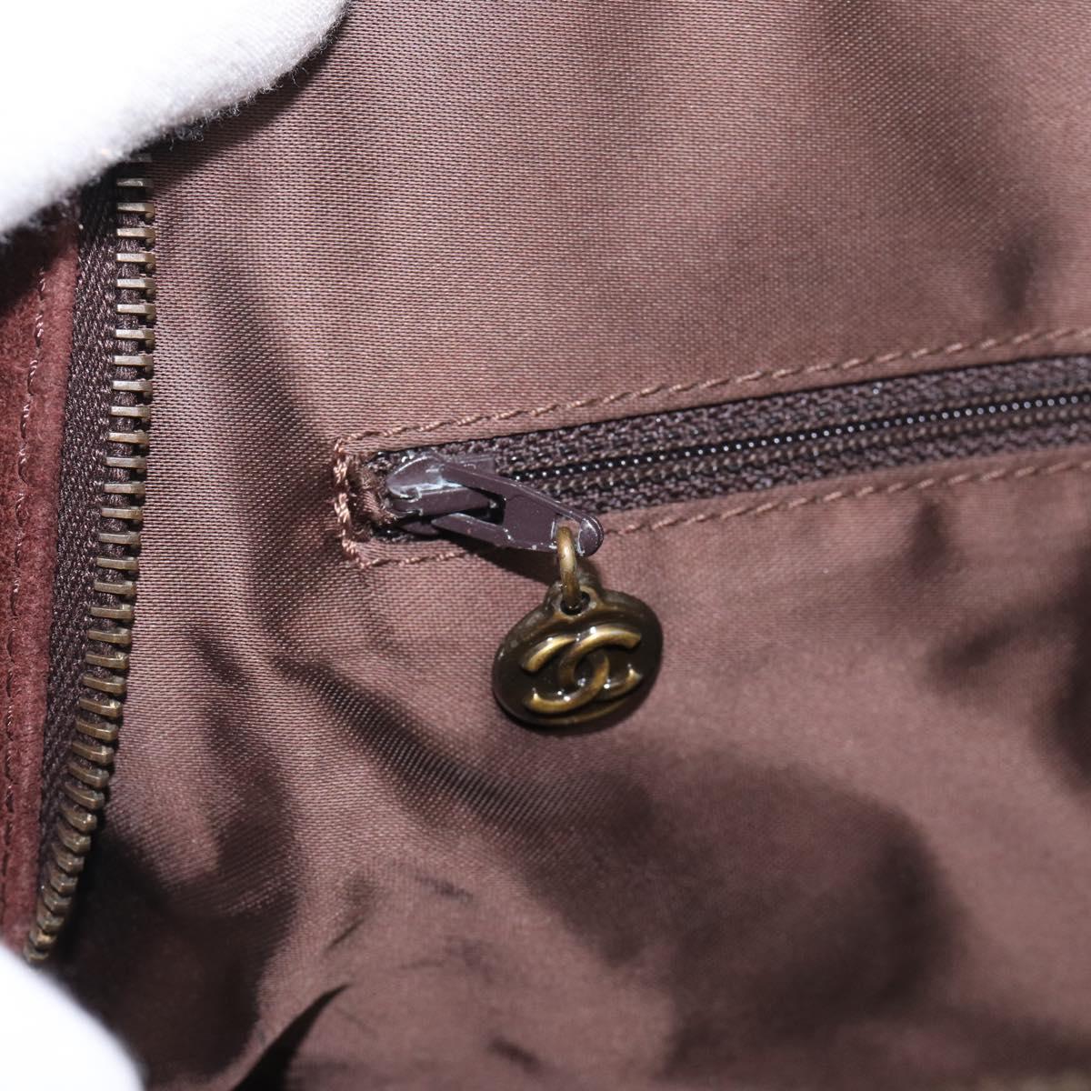 CHANEL Tote Bag Suede Brown CC Auth 212050A