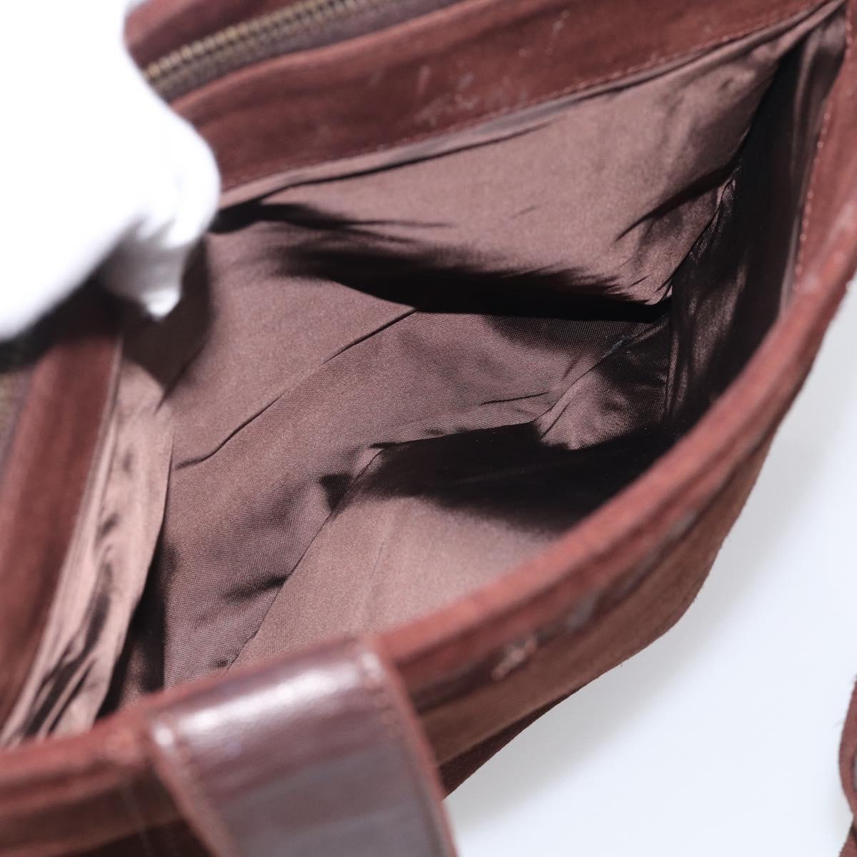 CHANEL Tote Bag Suede Brown CC Auth 212050A