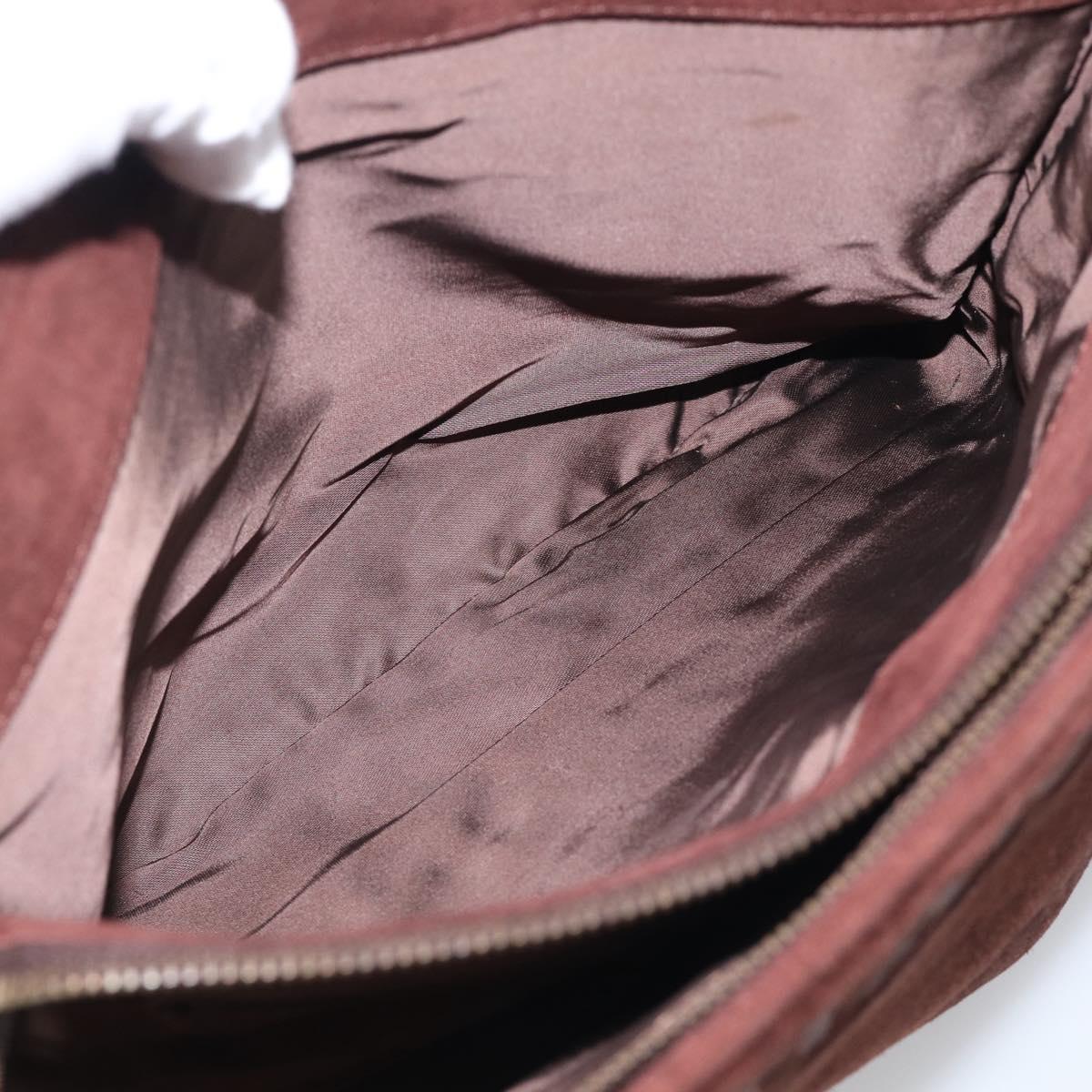 CHANEL Tote Bag Suede Brown CC Auth 212050A