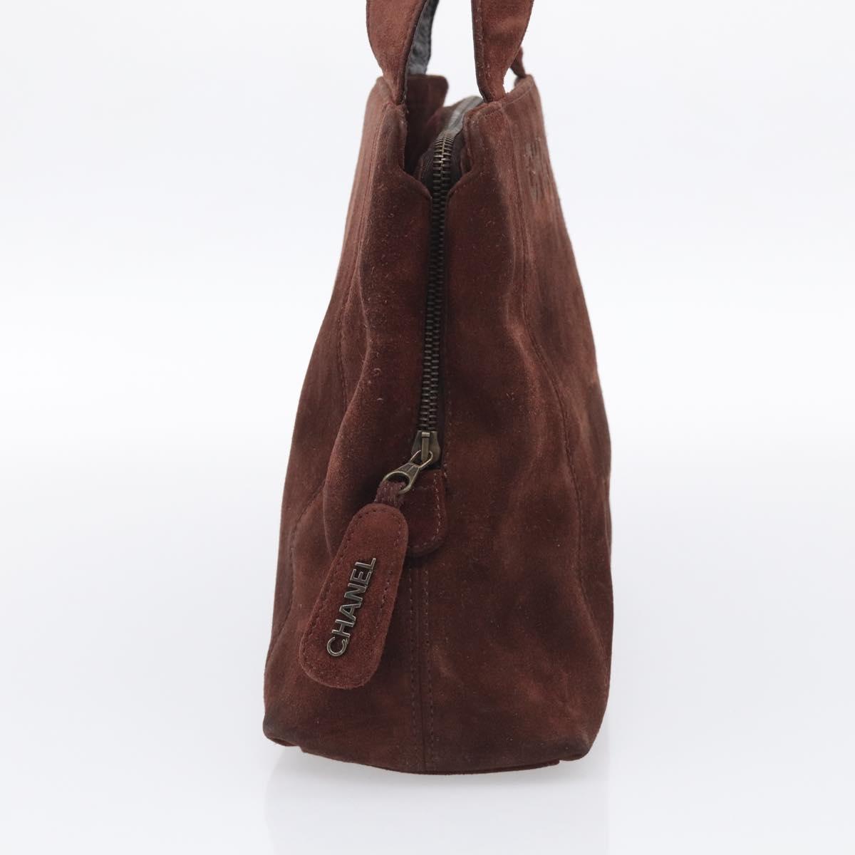 CHANEL Tote Bag Suede Brown CC Auth 212050A
