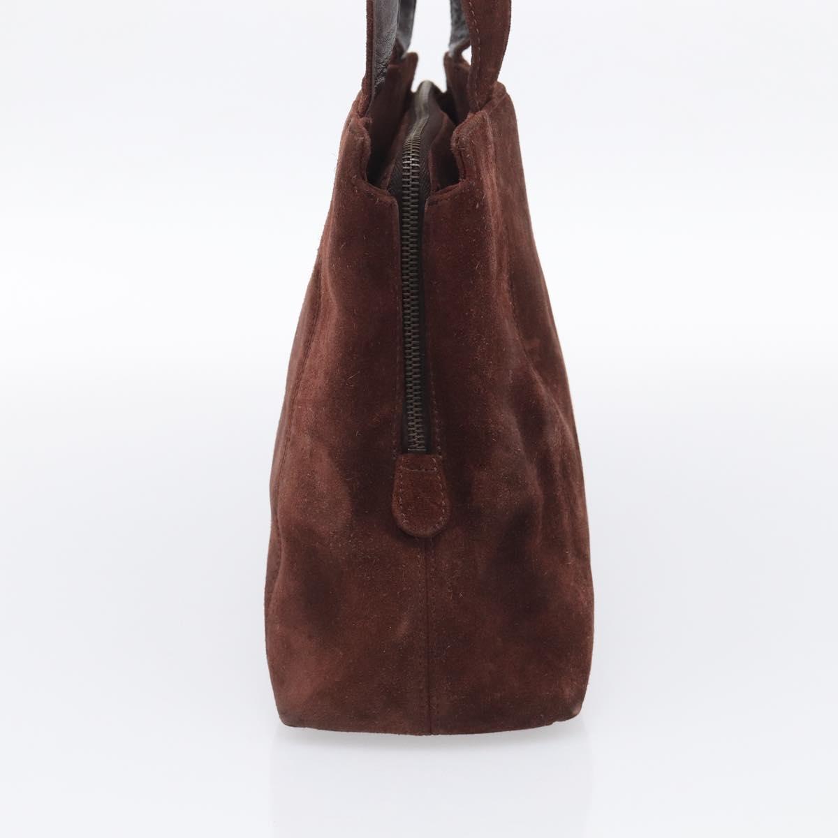 CHANEL Tote Bag Suede Brown CC Auth 212050A