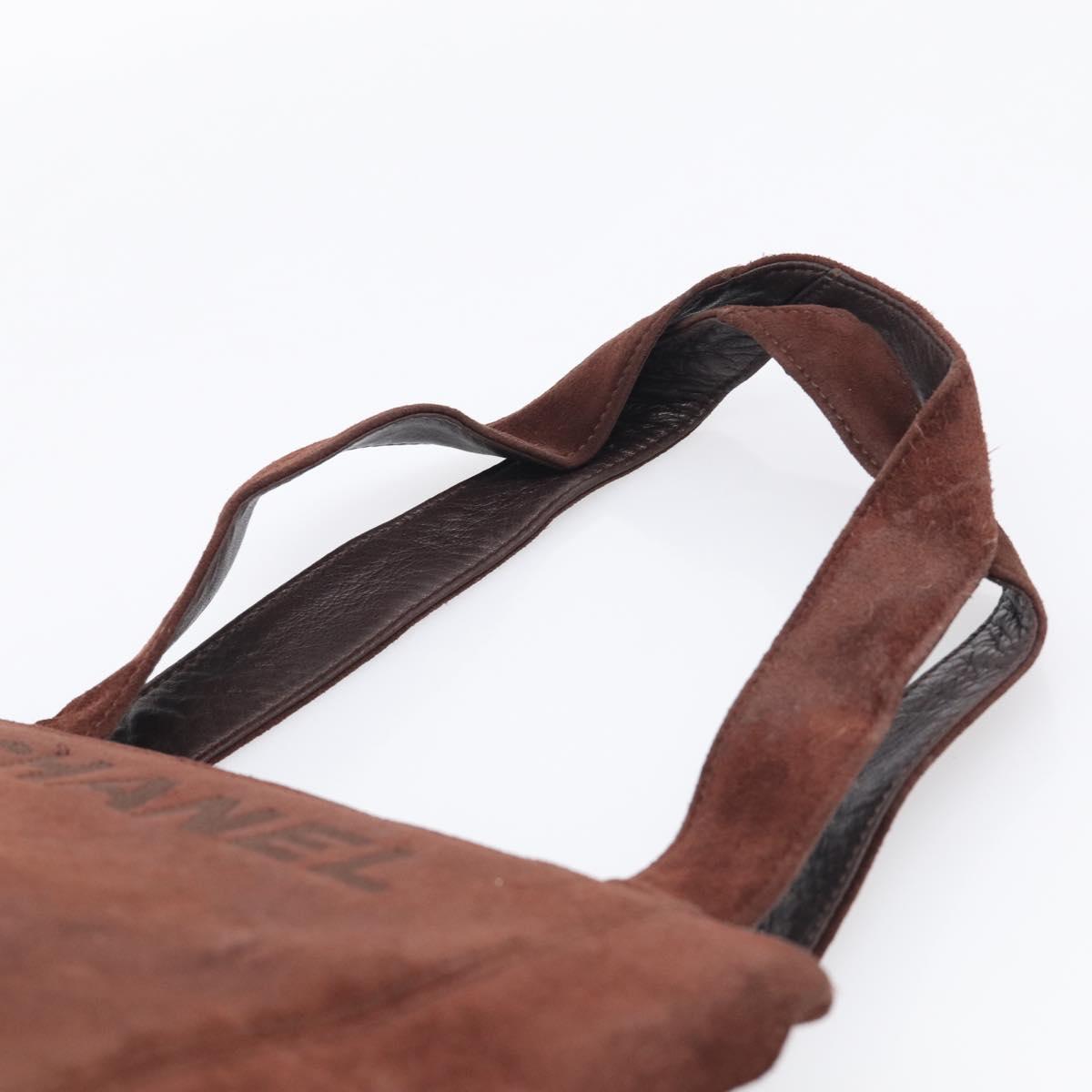CHANEL Tote Bag Suede Brown CC Auth 212050A