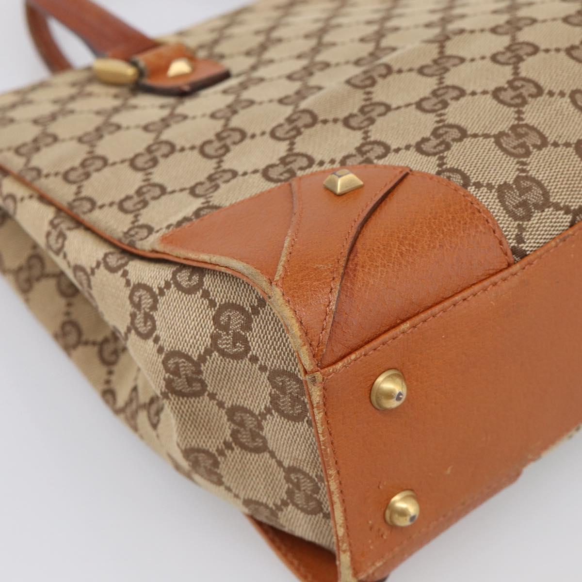 GUCCI GG Canvas Hand Bag Beige Gold 120895 Auth 212051