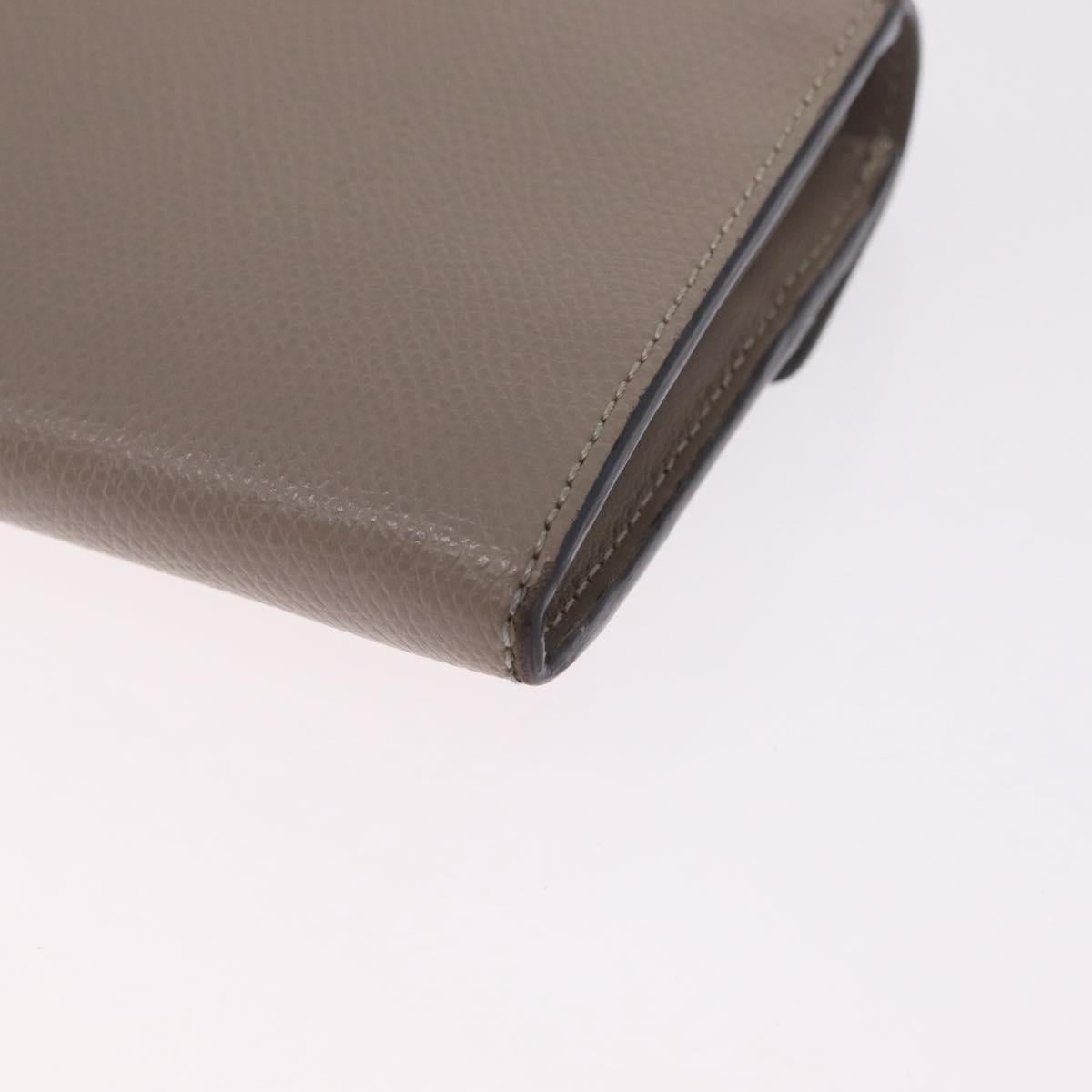 FENDI F's Long Wallet Leather Gray Gold Auth 212053A