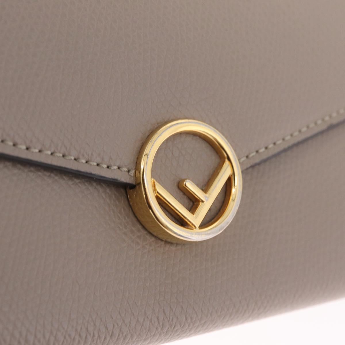 FENDI F's Long Wallet Leather Gray Gold Auth 212053A