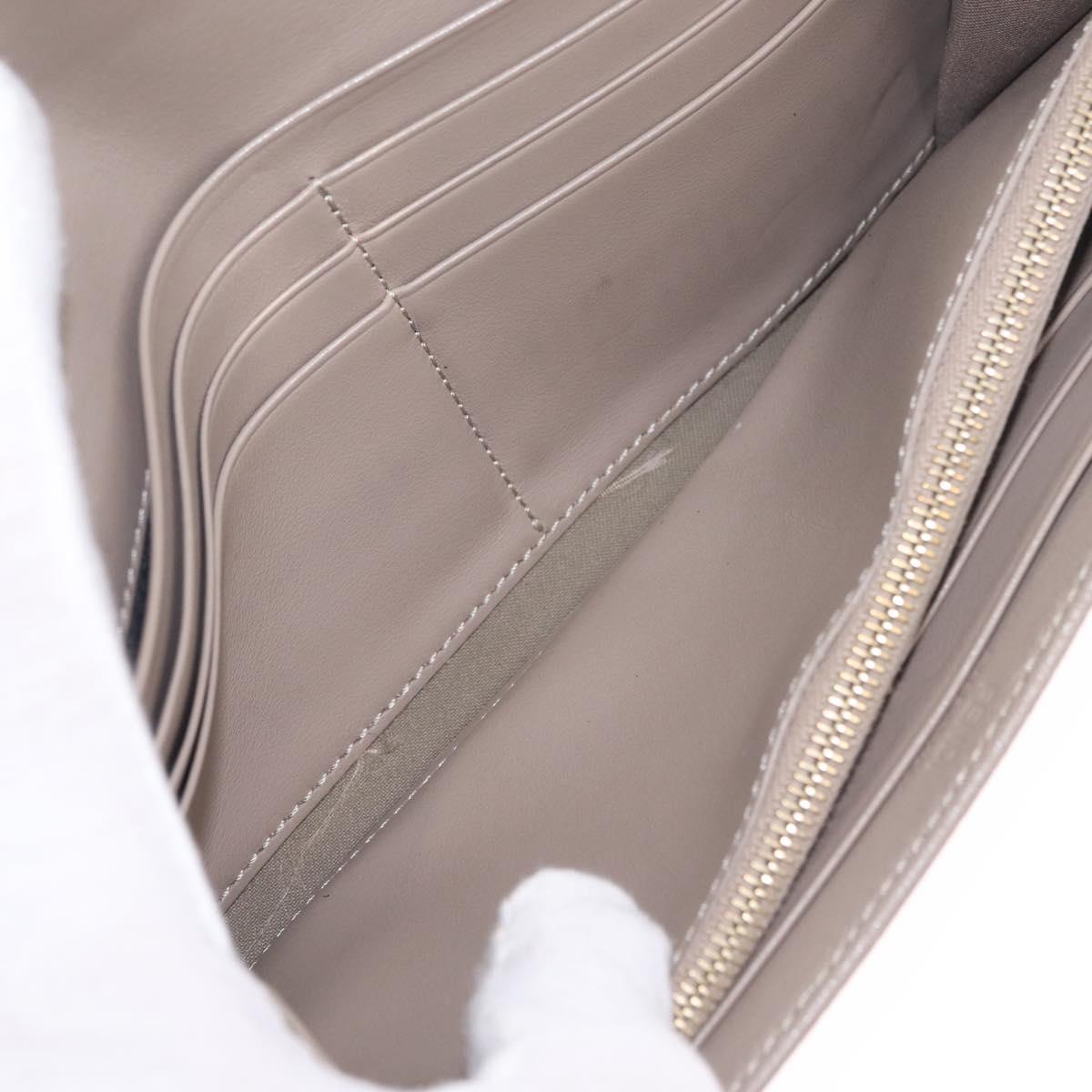 FENDI F's Long Wallet Leather Gray Gold Auth 212053A