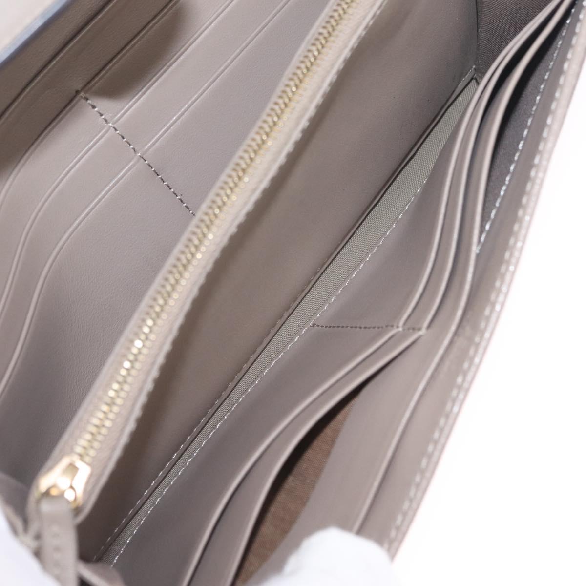 FENDI F's Long Wallet Leather Gray Gold Auth 212053A