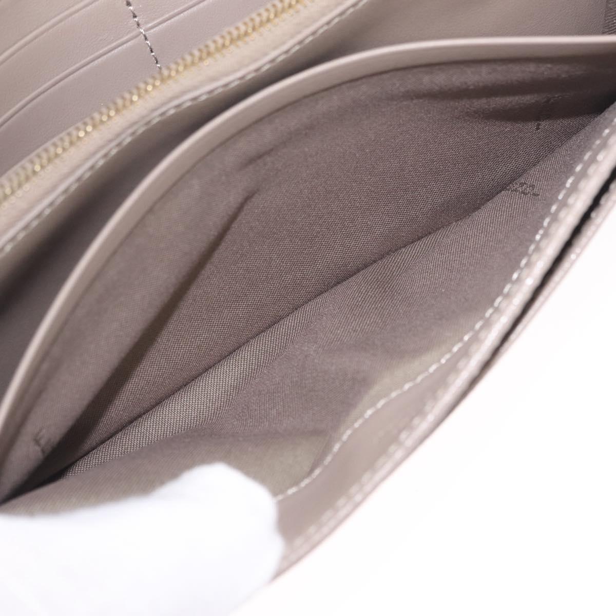 FENDI F's Long Wallet Leather Gray Gold Auth 212053A