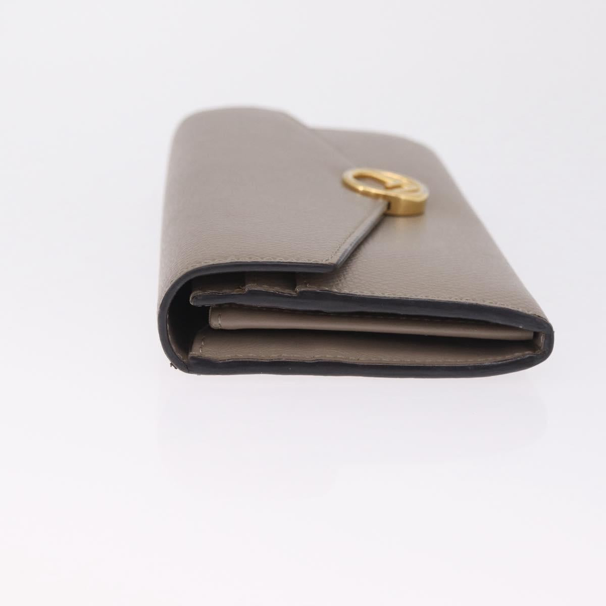 FENDI F's Long Wallet Leather Gray Gold Auth 212053A