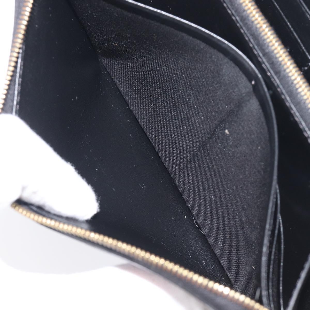 CELINE Triomphe Long Wallet Leather Black Gold Auth 212057M