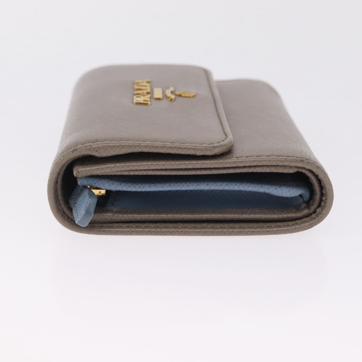 PRADA Trifold Wallet Safiano Leather Beige Gold Auth 212058A
