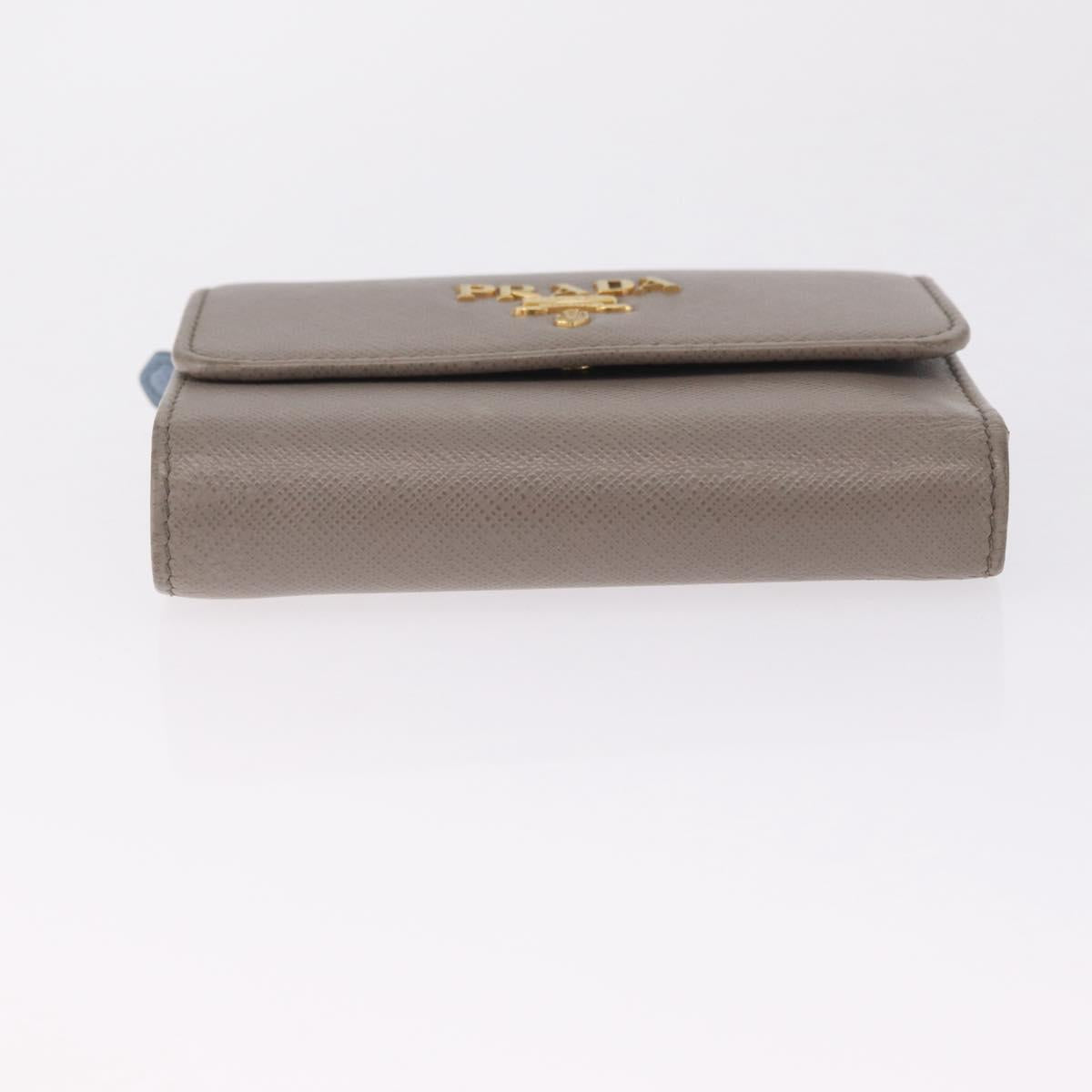 PRADA Trifold Wallet Safiano Leather Beige Gold Auth 212058A