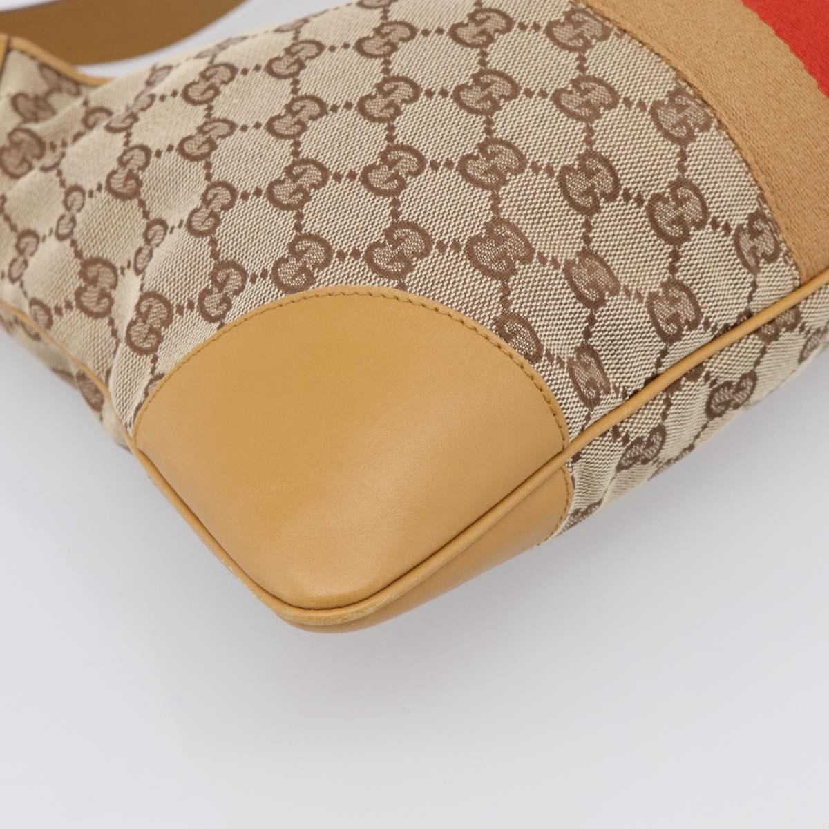 GUCCI GG Canvas Sherry Line Jackie Hand Bag Beige Gold 001 4075 Auth 212064