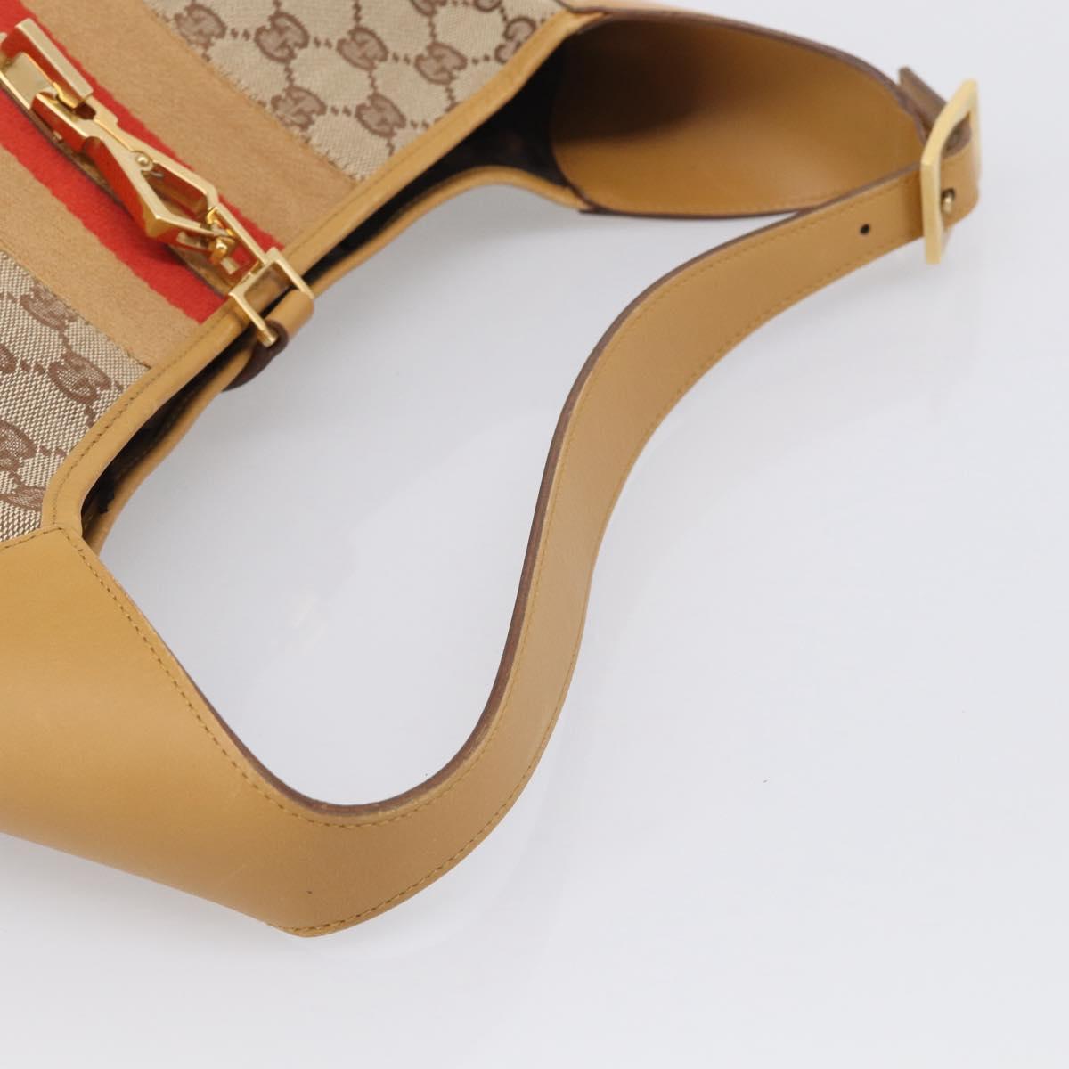 GUCCI GG Canvas Sherry Line Jackie Hand Bag Beige Gold 001 4075 Auth 212064