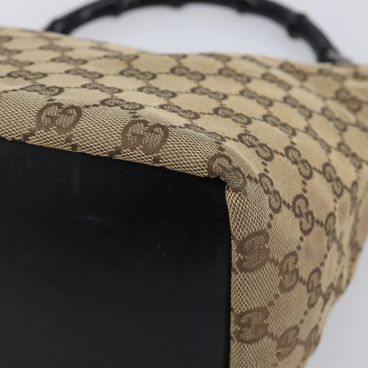GUCCI GG Canvas Bamboo Hand Bag Beige Silver 000 0531 Auth 212067