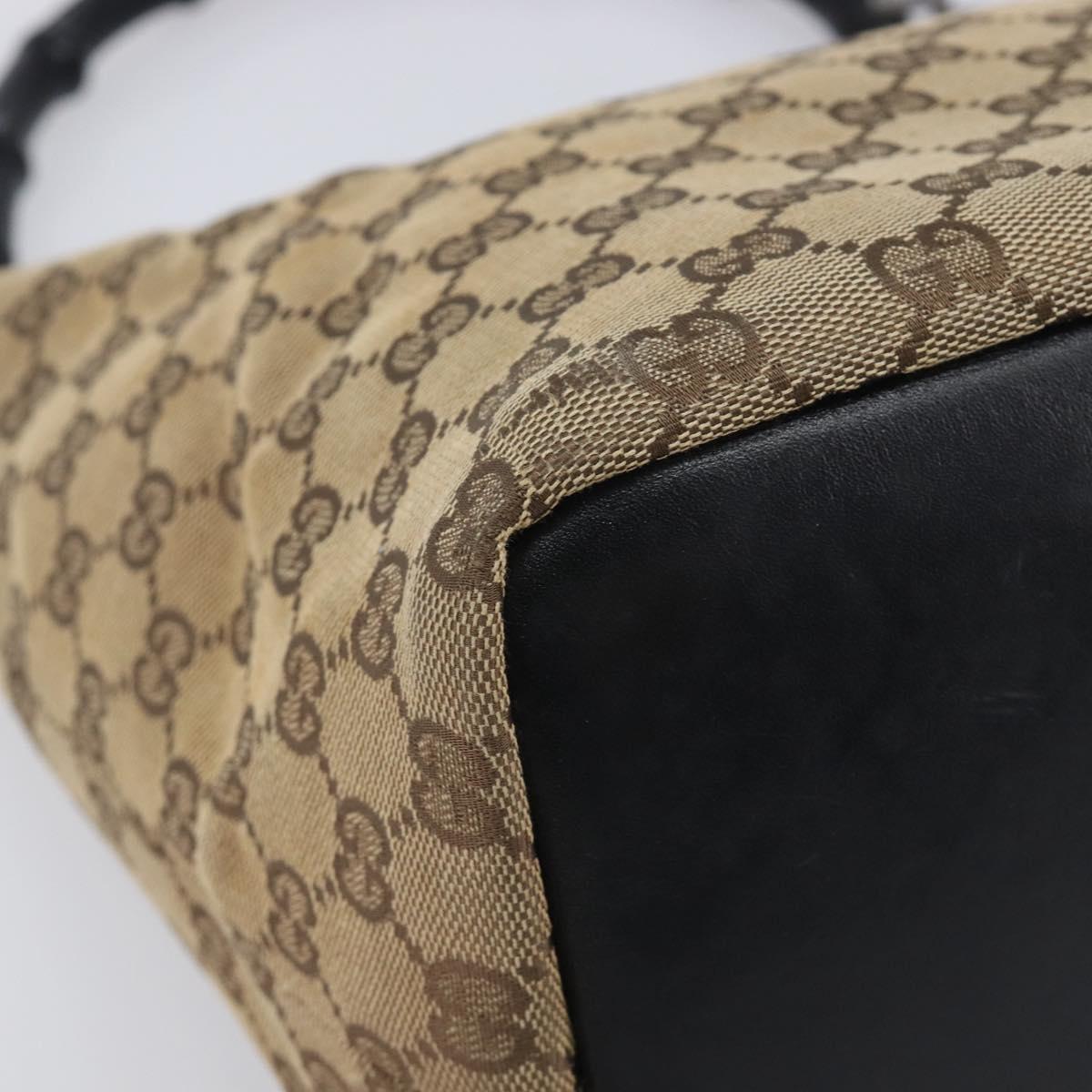 GUCCI GG Canvas Bamboo Hand Bag Beige Silver 000 0531 Auth 212067