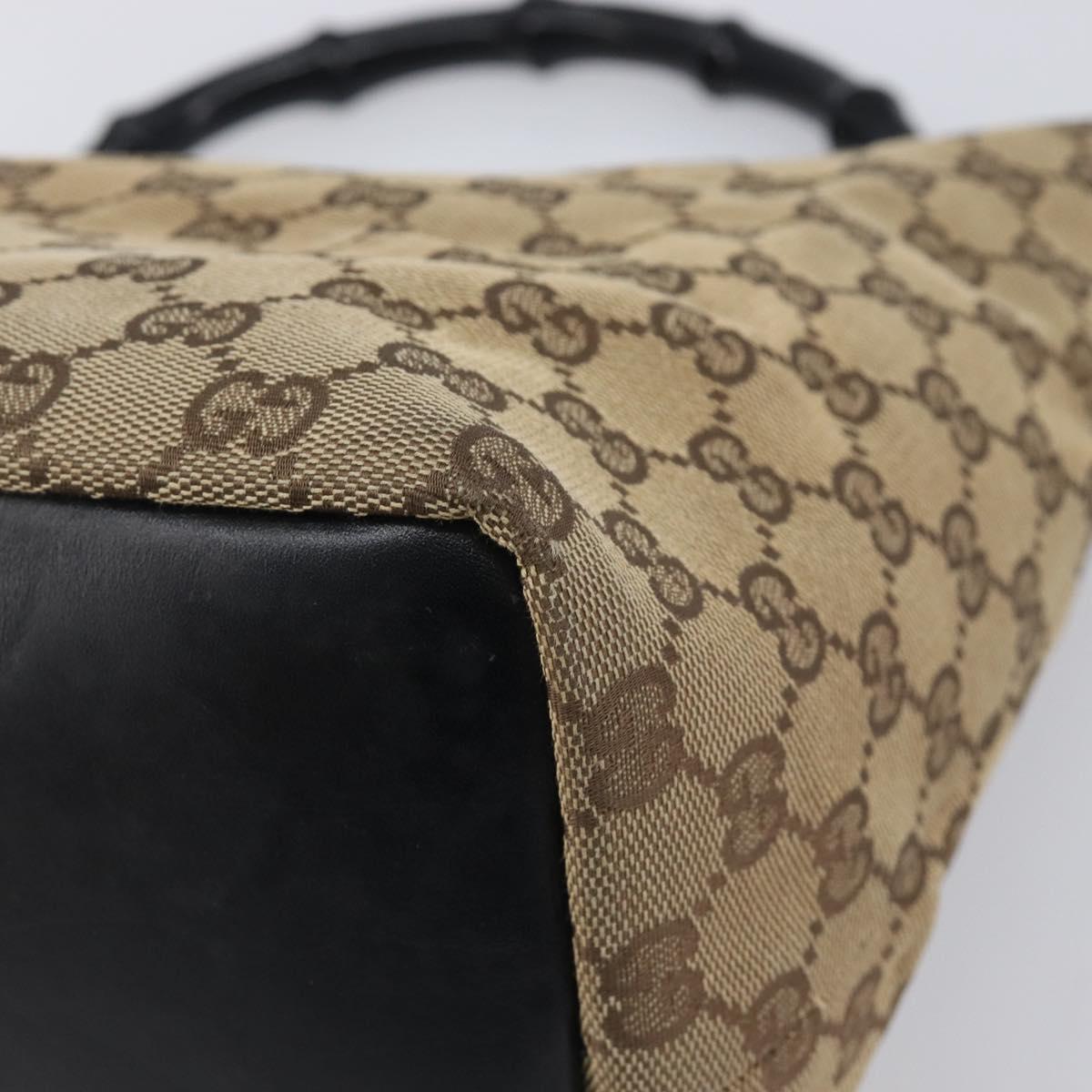 GUCCI GG Canvas Bamboo Hand Bag Beige Silver 000 0531 Auth 212067