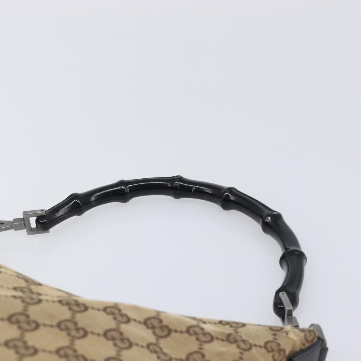 GUCCI GG Canvas Bamboo Hand Bag Beige Silver 000 0531 Auth 212067