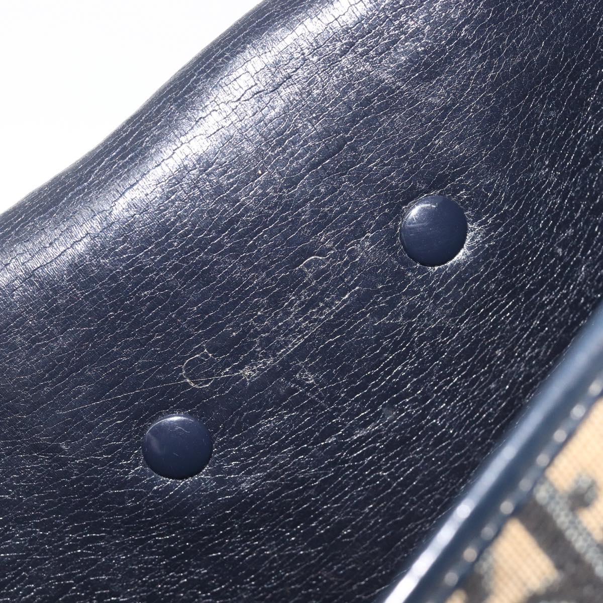 Christian Dior Trotter Canvas Clutch Bag Navy Gold Auth 212080