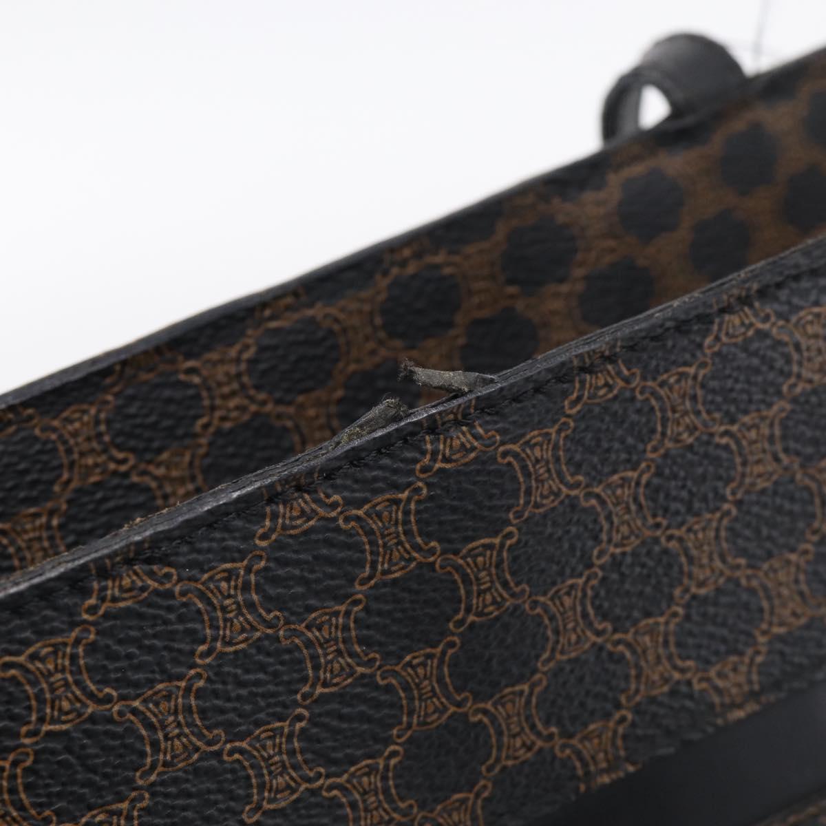 CELINE Macadam Canvas Shoulder Bag PVC Leather Black Gold Auth 212082