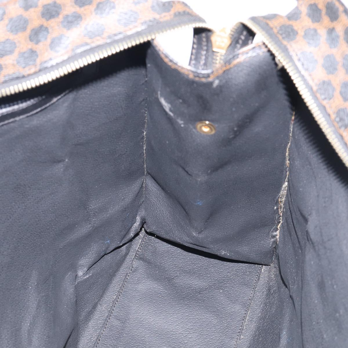 CELINE Macadam Canvas Shoulder Bag PVC Leather Black Gold Auth 212082