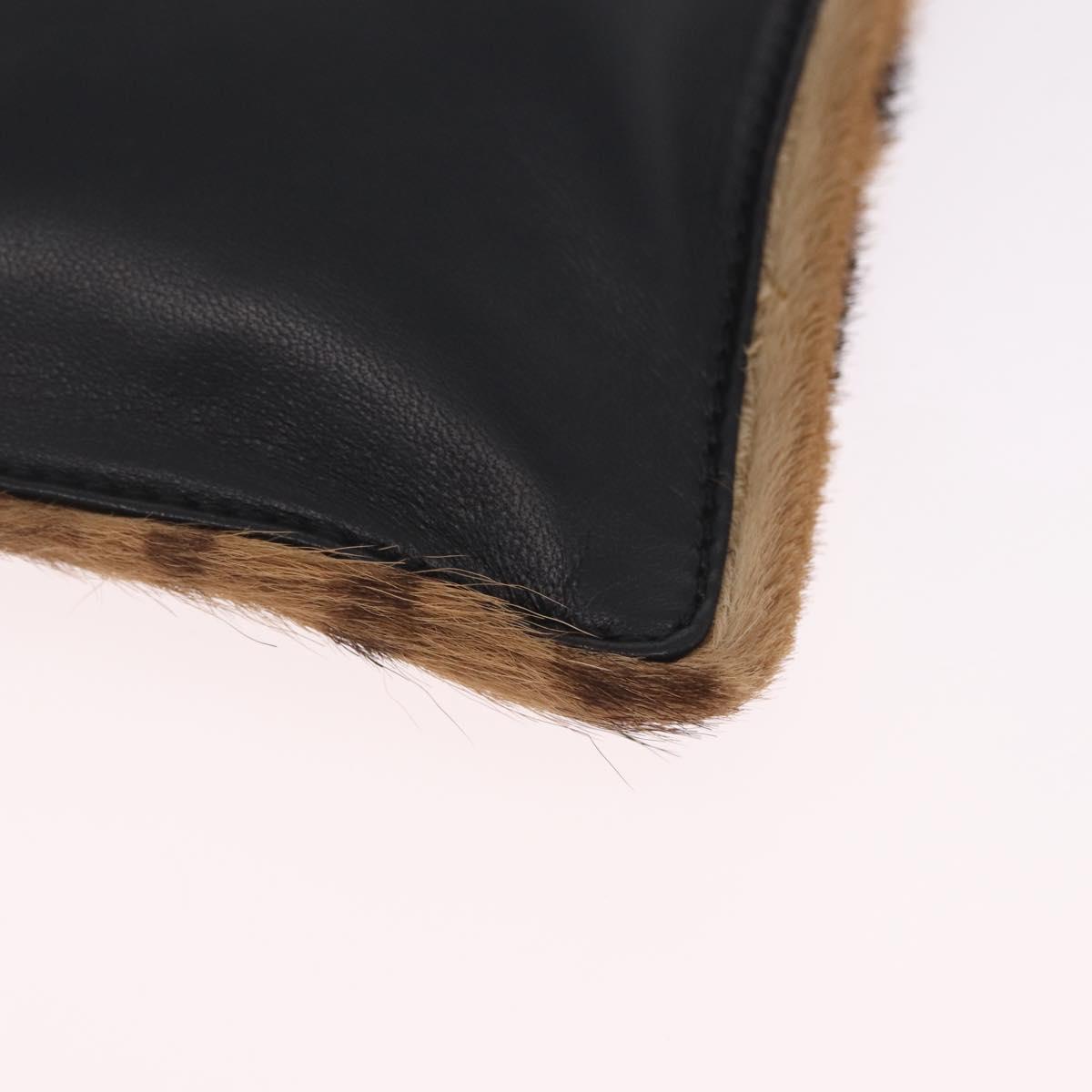 LOEWE Hand Bag Harako leather Brown Black Auth 212083V