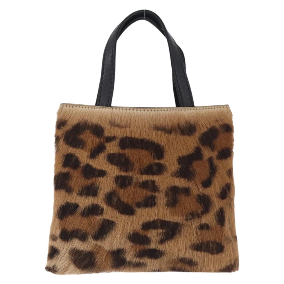 LOEWE Hand Bag Harako leather Brown Black Auth 212083V
