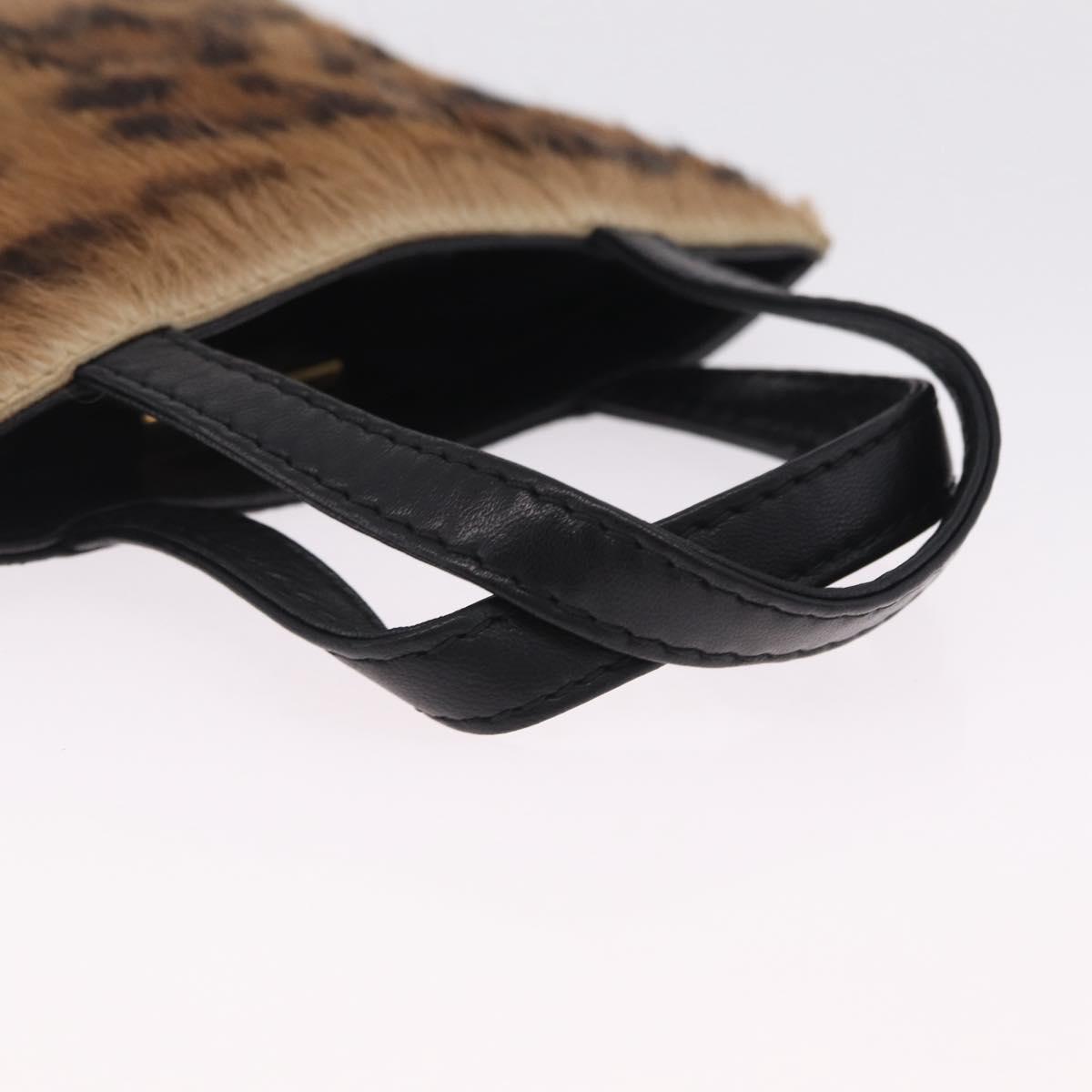 LOEWE Hand Bag Harako leather Brown Black Auth 212083V