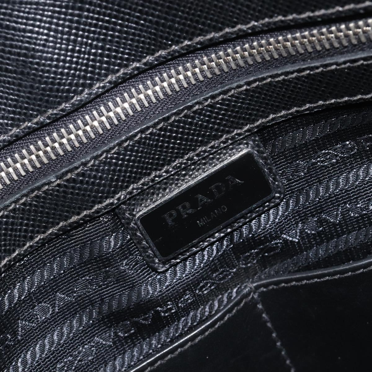 PRADA Tote Bag Leather Black Silver Auth 212084A
