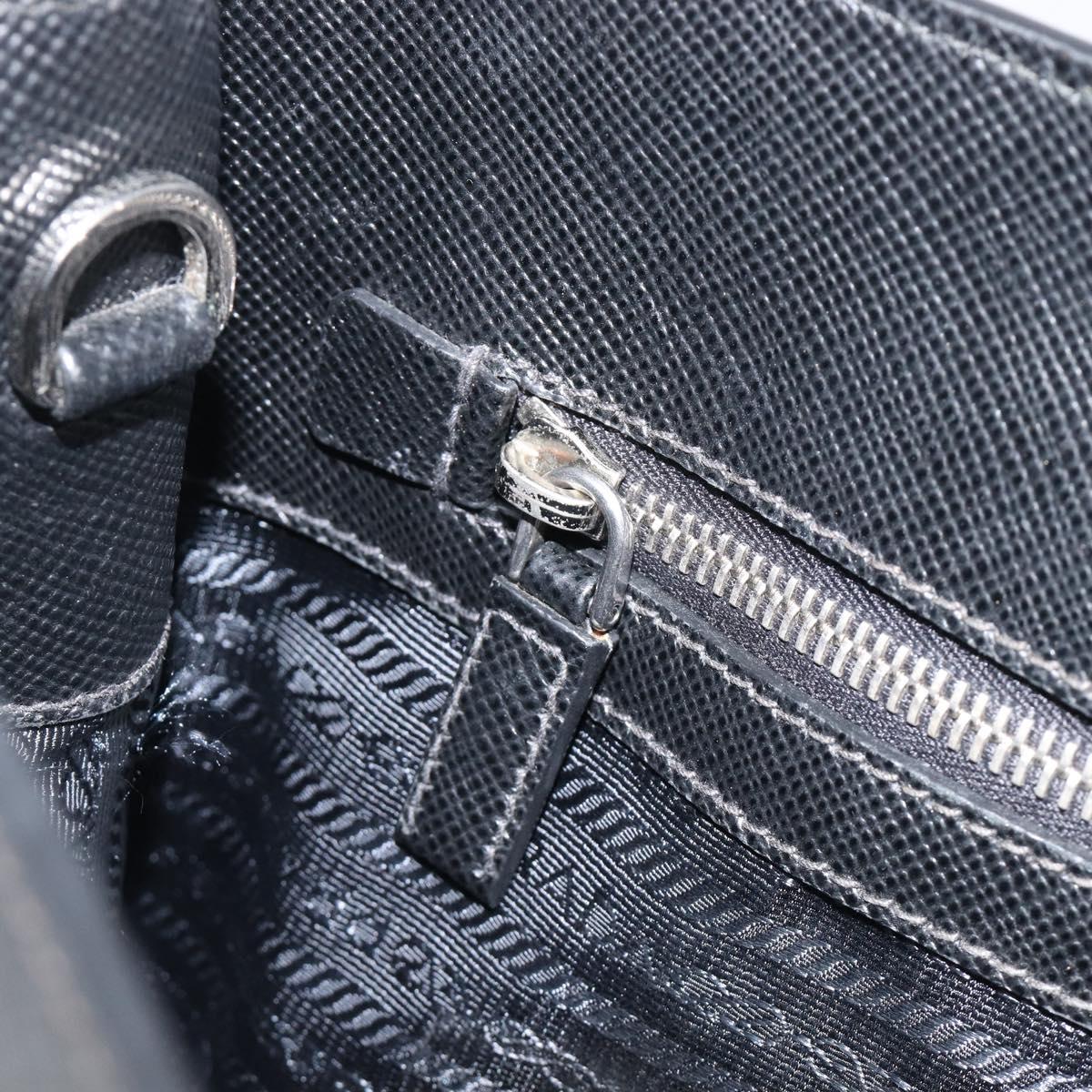 PRADA Tote Bag Leather Black Silver Auth 212084A